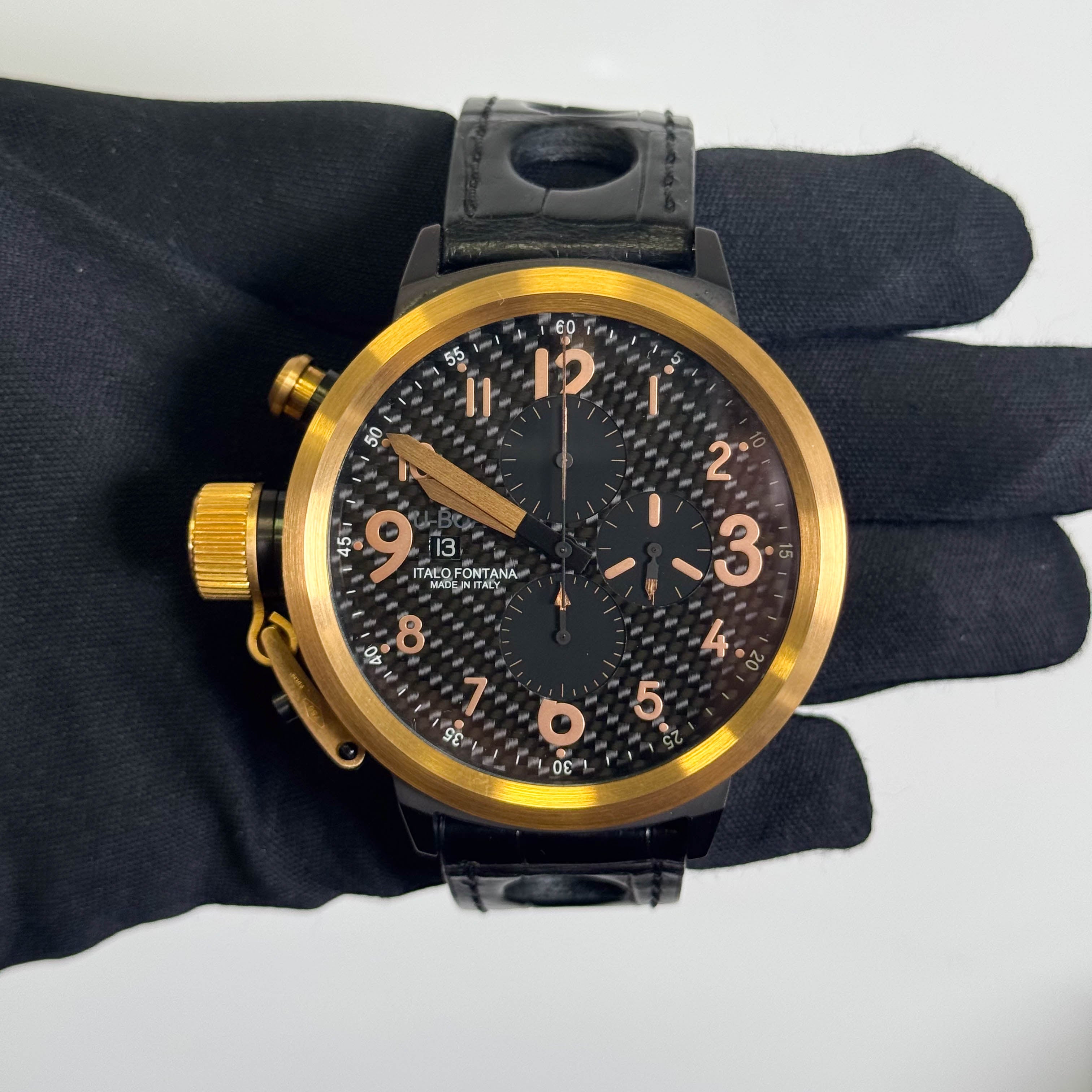 U-Boat Flightdeck 50mm Black Carbon Dial Watch Ref# U7750/50