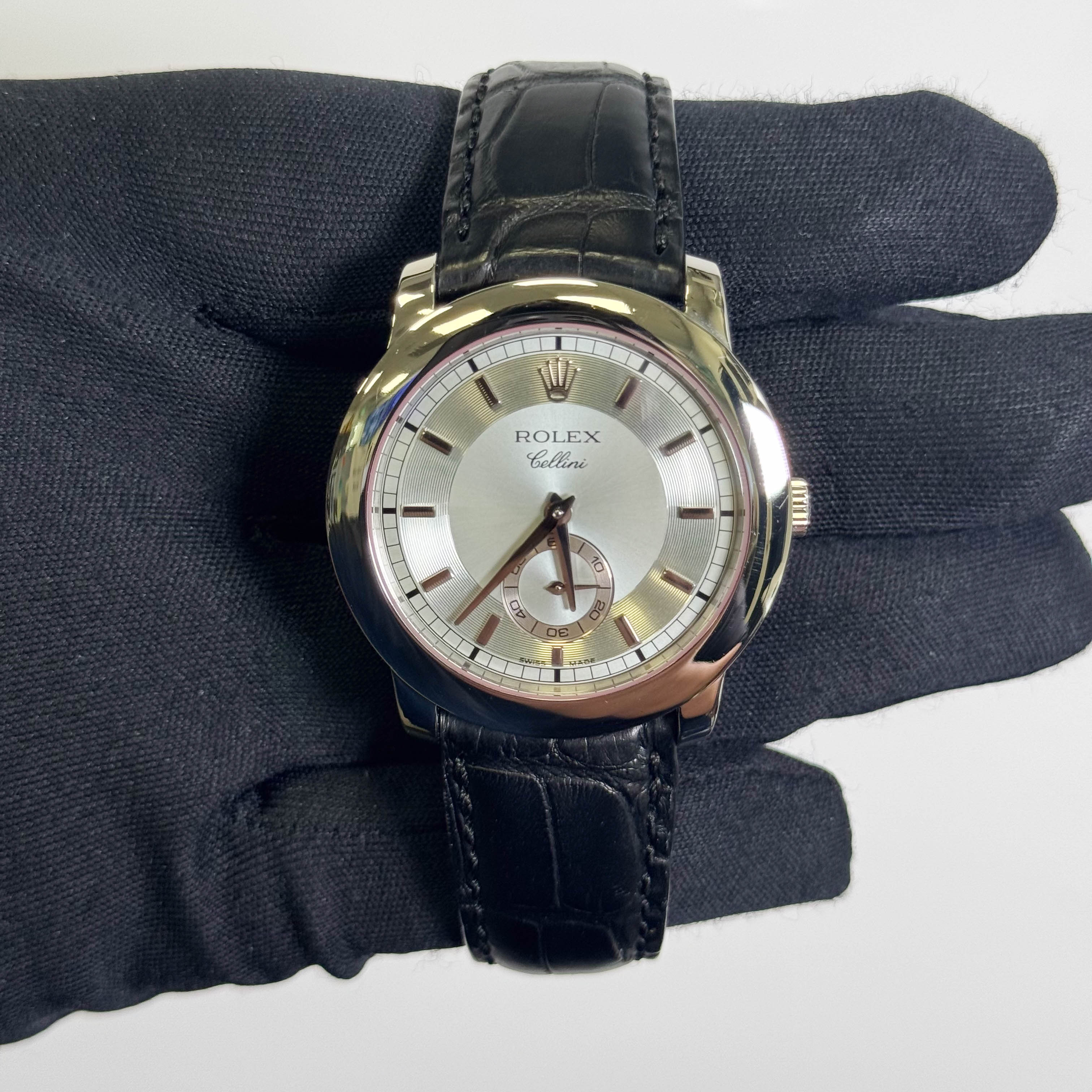 Rolex Cellini Platinum 38mm Ice Blue Dial Watch Ref# 5241/6 - Happy Jewelers Fine Jewelry Lifetime Warranty