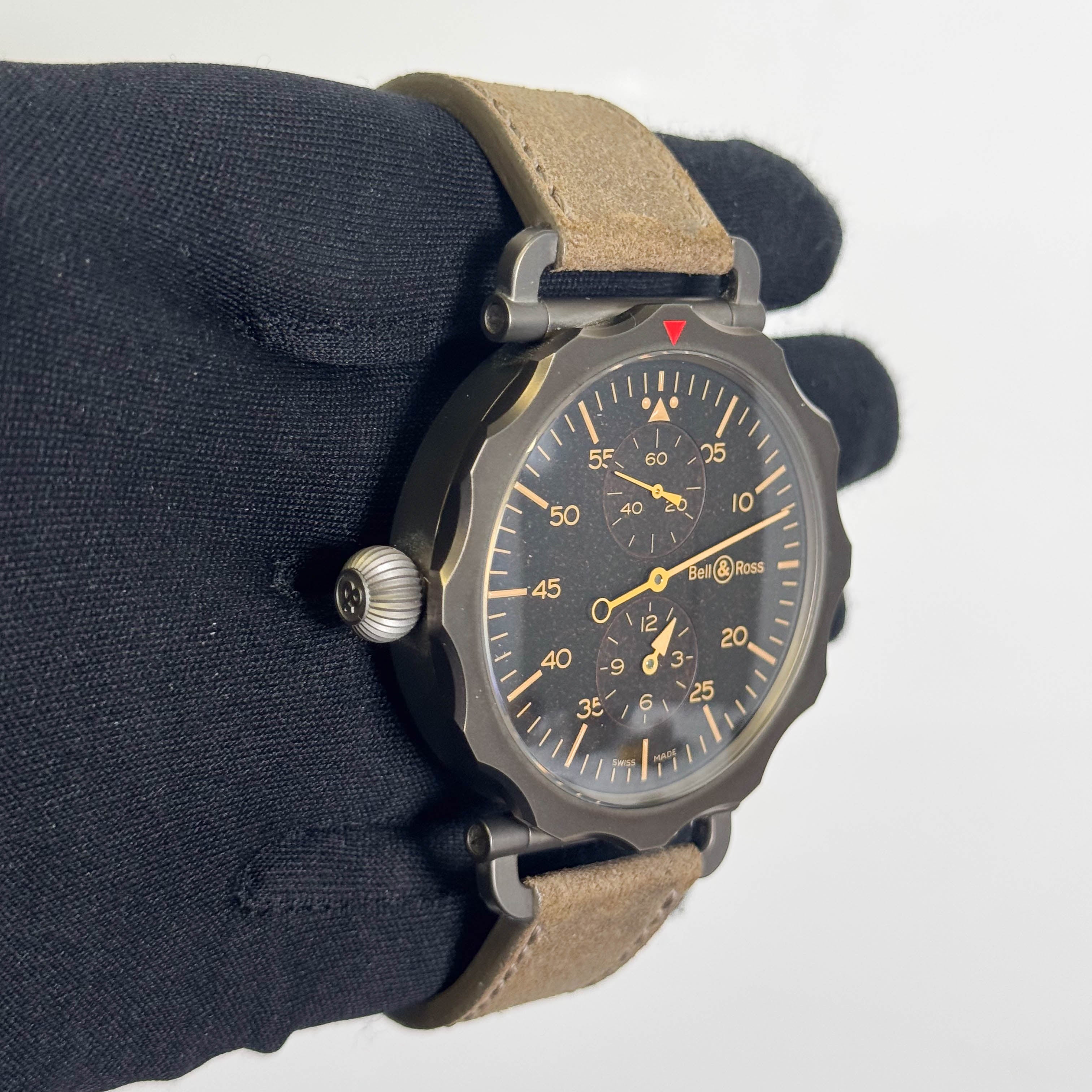 Bell & Ross Vintage WW2 Regulateur Heritage 49mm Black Dial Watch Ref# BRWW2-REG-HER/SCA - Happy Jewelers Fine Jewelry Lifetime Warranty