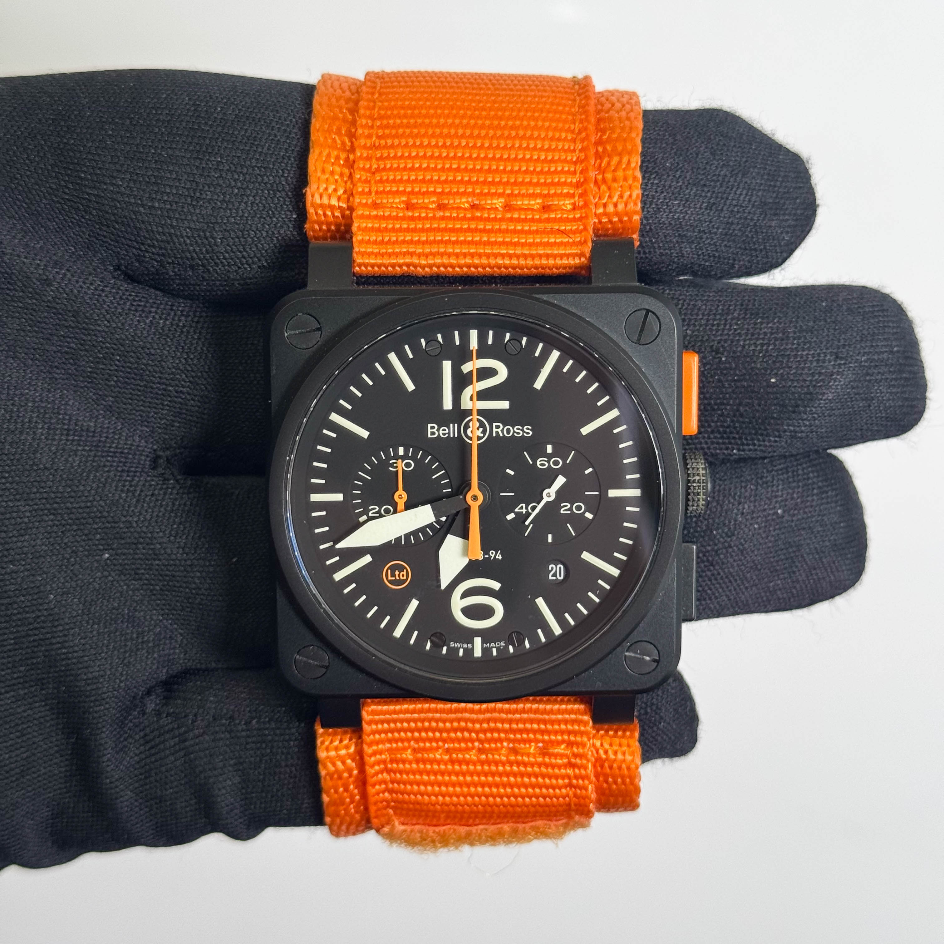 Bell & Ross Aviation 43mm Black Chronograph Watch Ref# BR0394-O-CA