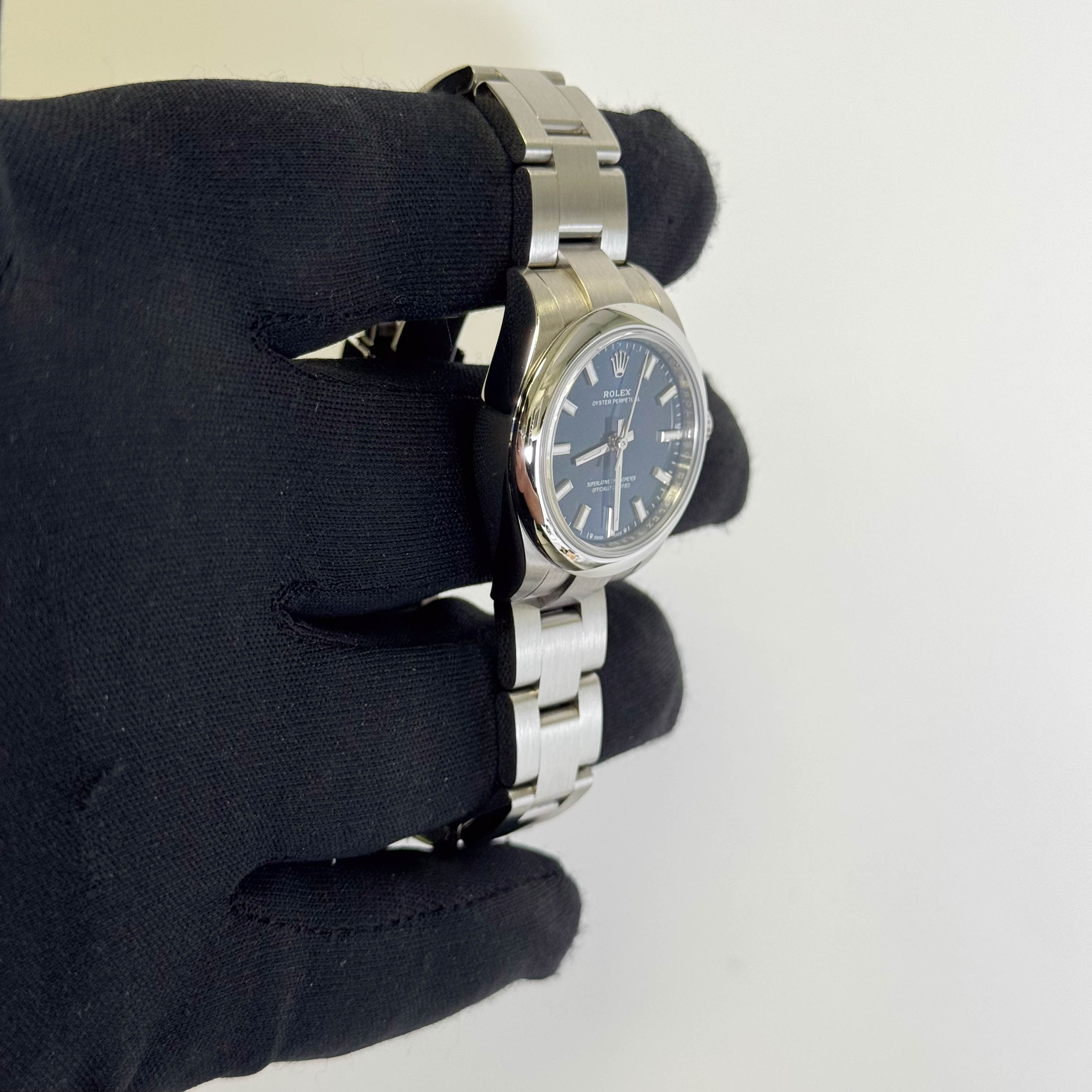 Rolex Oyster Perpetual 28mm Blue Dial Watch Ref# 276200 - Happy Jewelers Fine Jewelry Lifetime Warranty