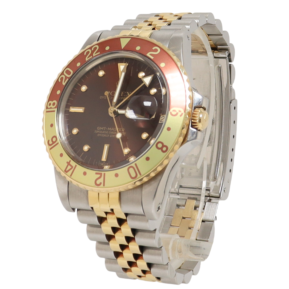 Rolex GMT Master II "Root Beer" Two Tone Yellow Gold & Steel 40mm Brown Dot Dial Watch Reference# 16753 - Happy Jewelers Fine Jewelry Lifetime Warranty