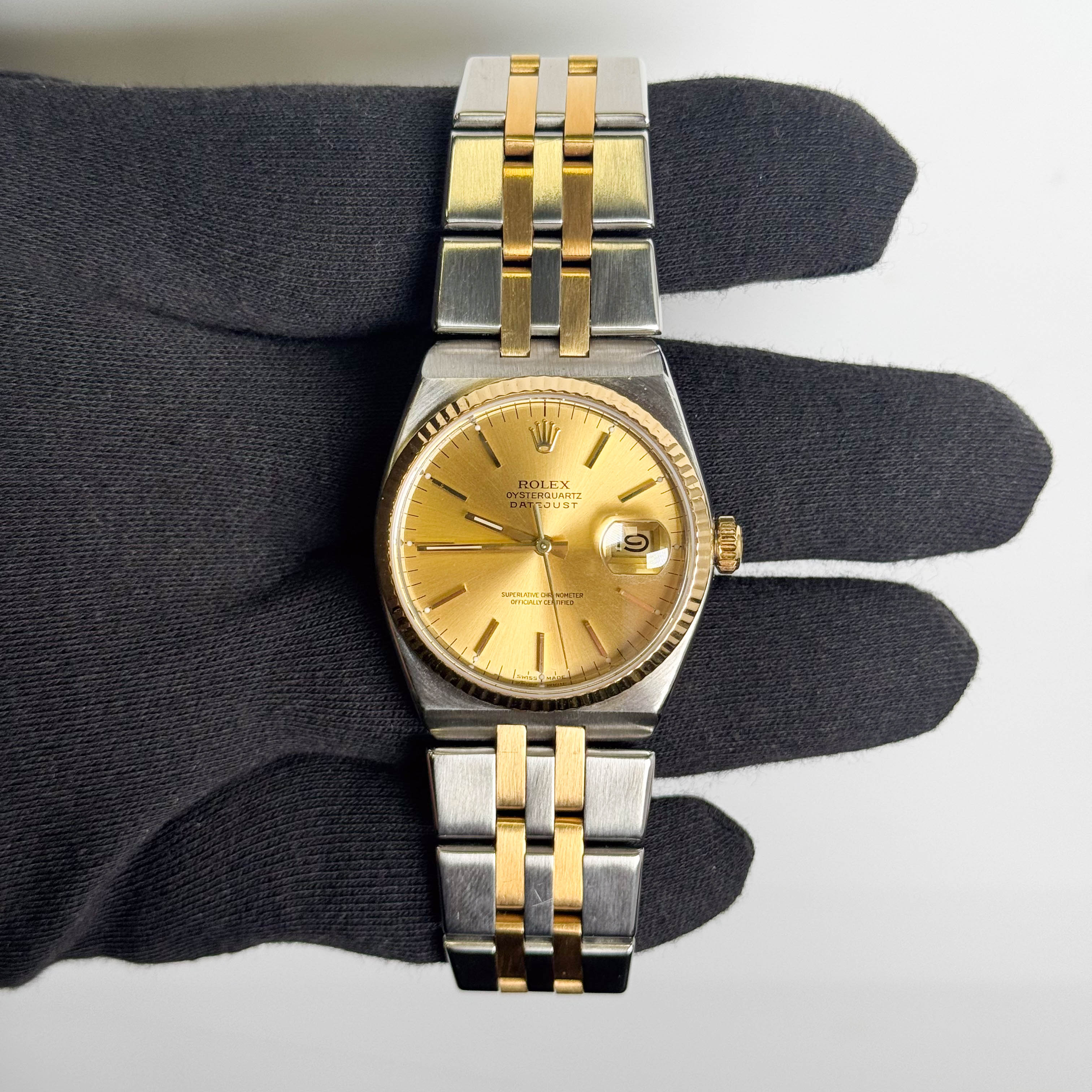 Rolex Datejust 36mm Champagne Stick Dial Watch Ref# 17013
