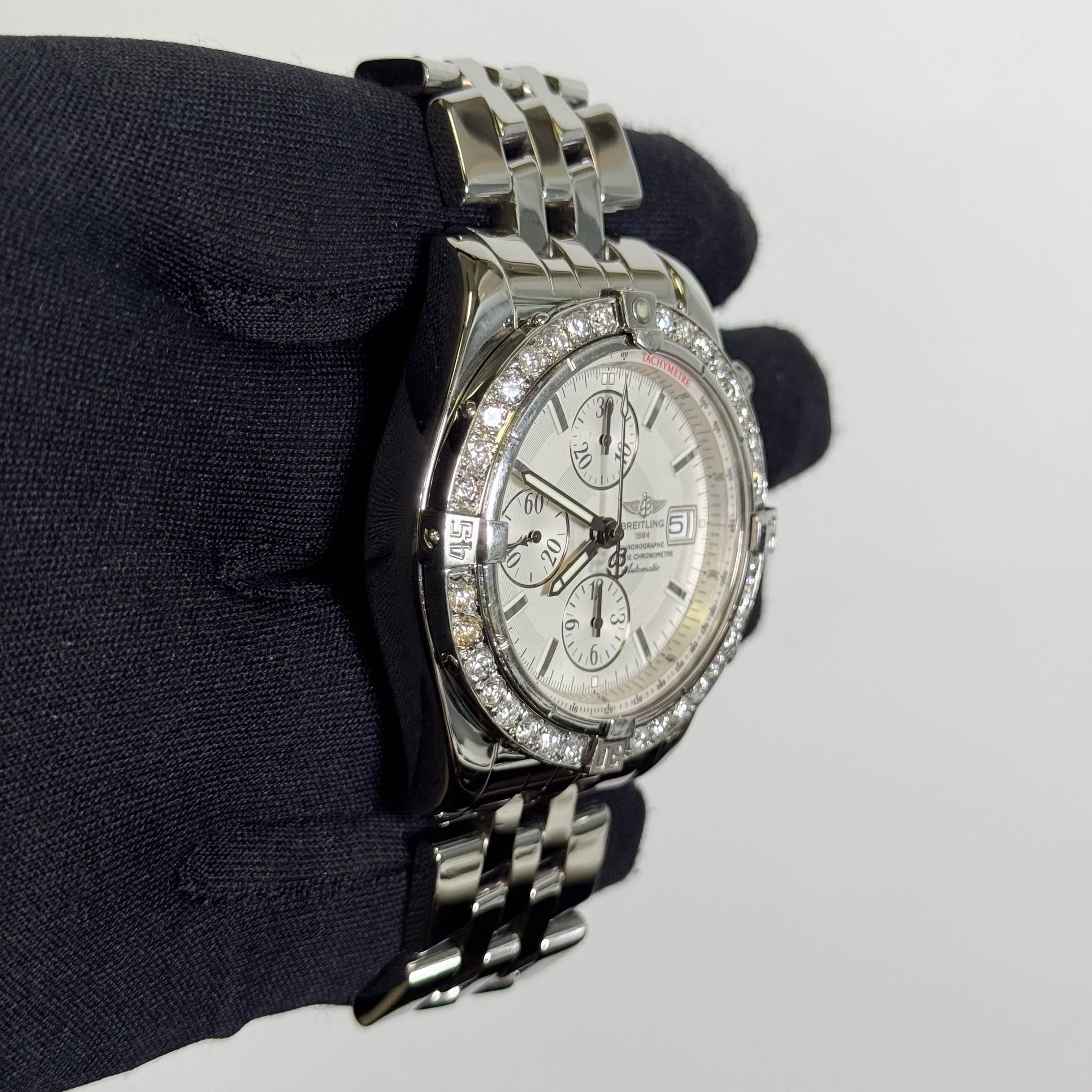 Breitling Chronomat 44mm White Chronograph Dial Watch Ref# A13356 - Happy Jewelers Fine Jewelry Lifetime Warranty