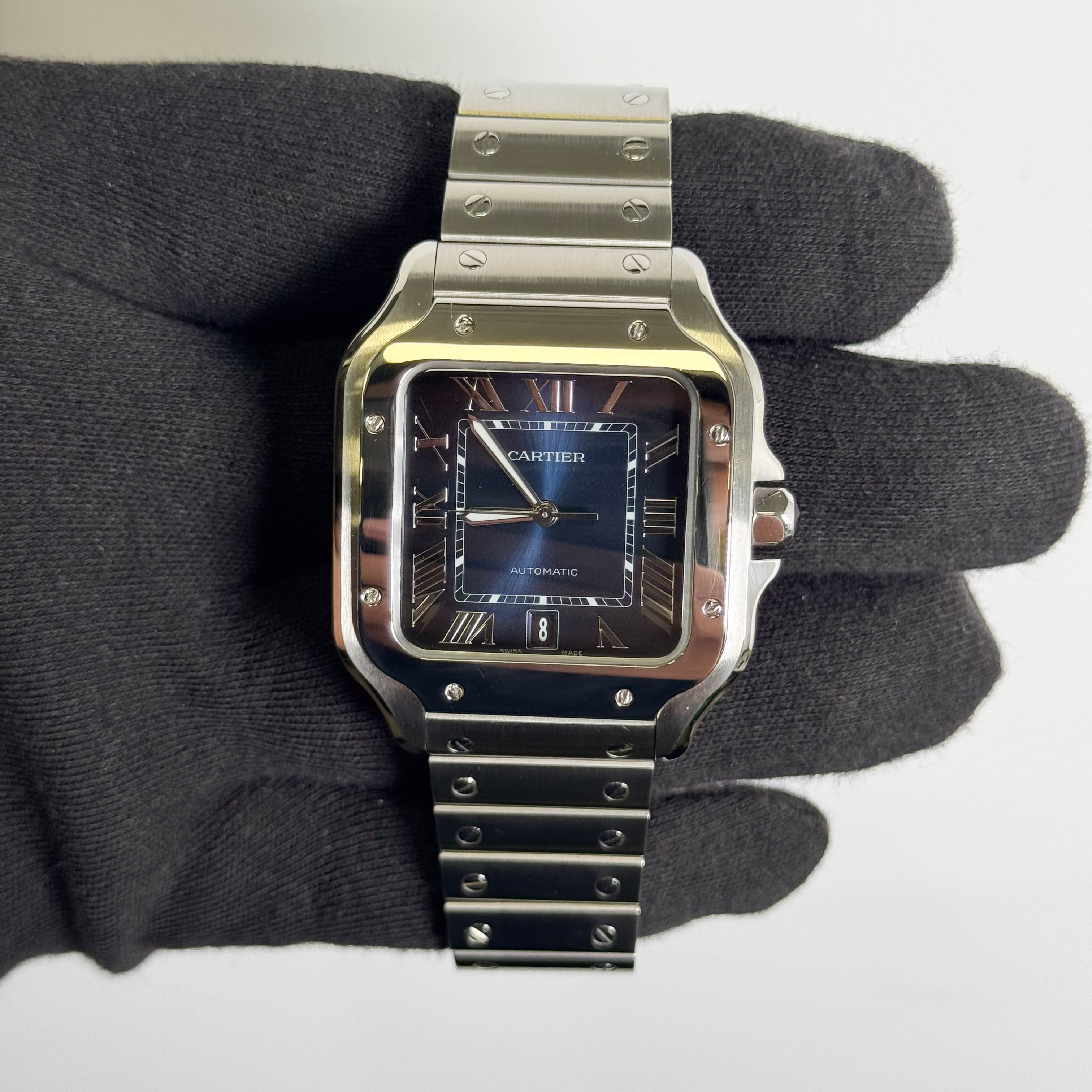 Cartier Santos Stainless Steel 40mm Blue Dial Watch Ref# WSSA0071