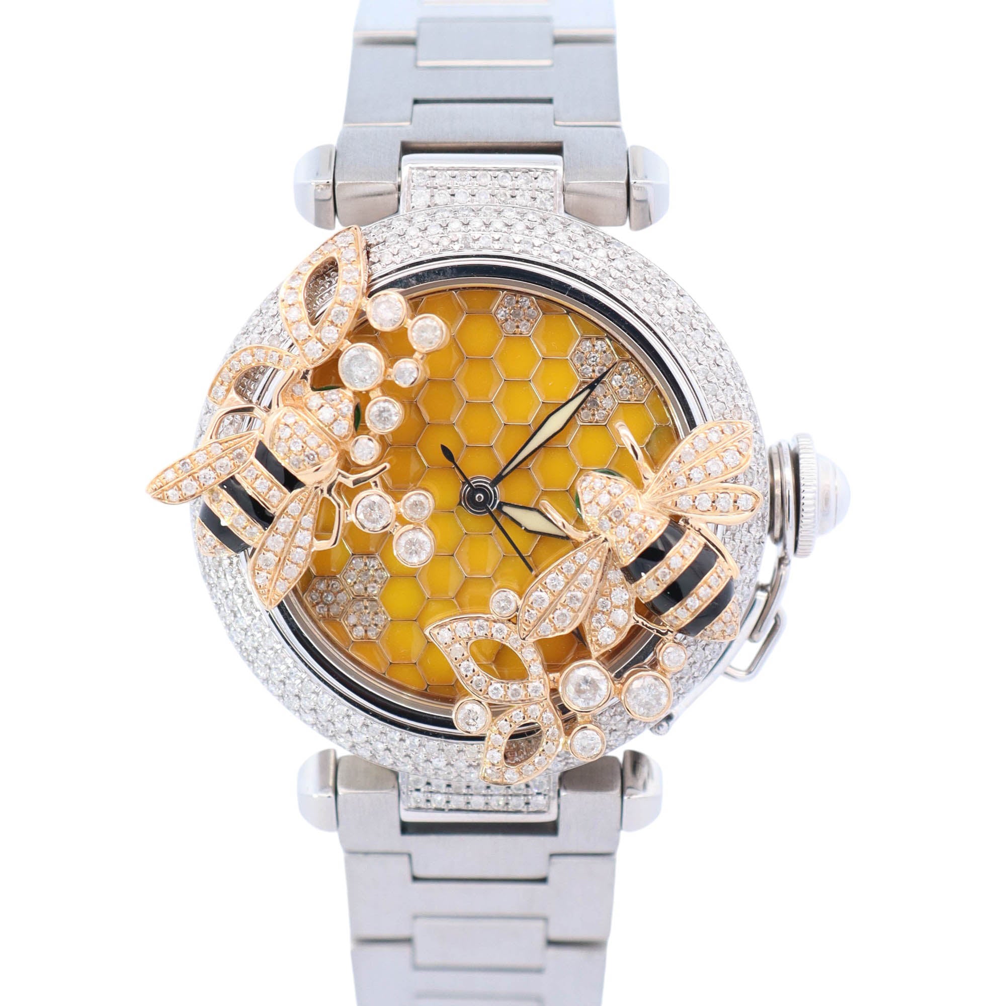 Cartier Pasha 35mm Custom Honeycomb Dial Watch Ref# W31043M7 - Happy Jewelers Fine Jewelry Lifetime Warranty