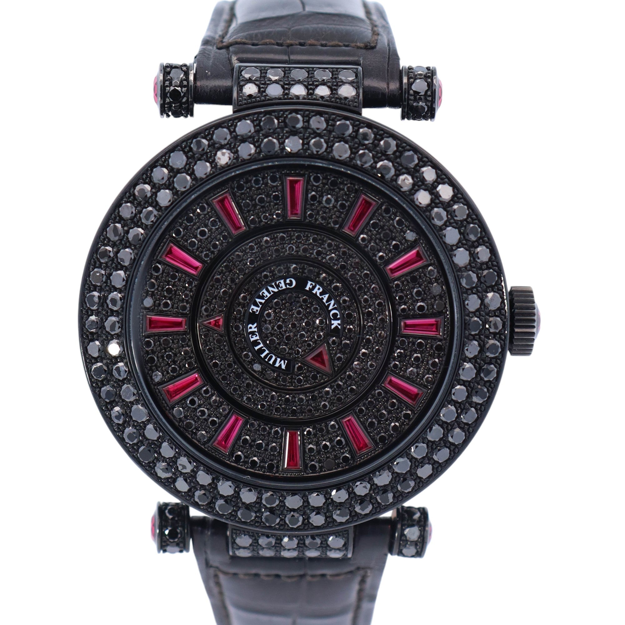 Franck Muller Double Mystery 42mm Coated White Gold Factory Pave Set Dial Ref# DM42NRD2RCD - Happy Jewelers Fine Jewelry Lifetime Warranty