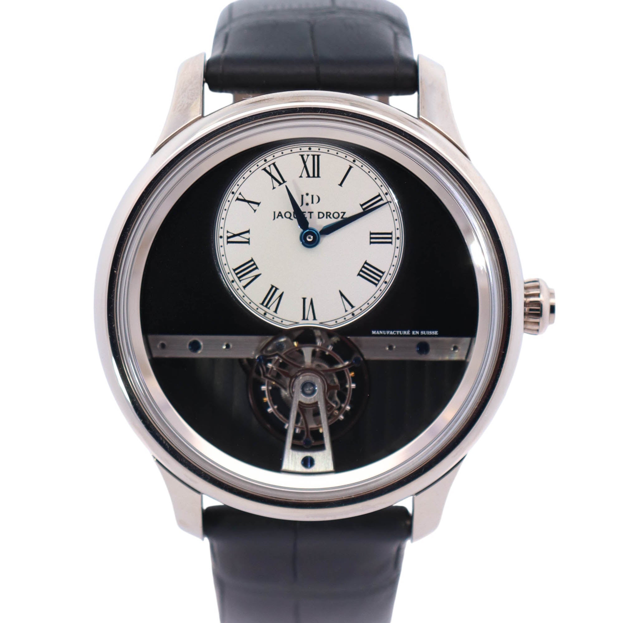 Jaquet Droz La Chaux-De-Fonds 43mm White Gold Black Dial Ref# J023034201 - Happy Jewelers Fine Jewelry Lifetime Warranty