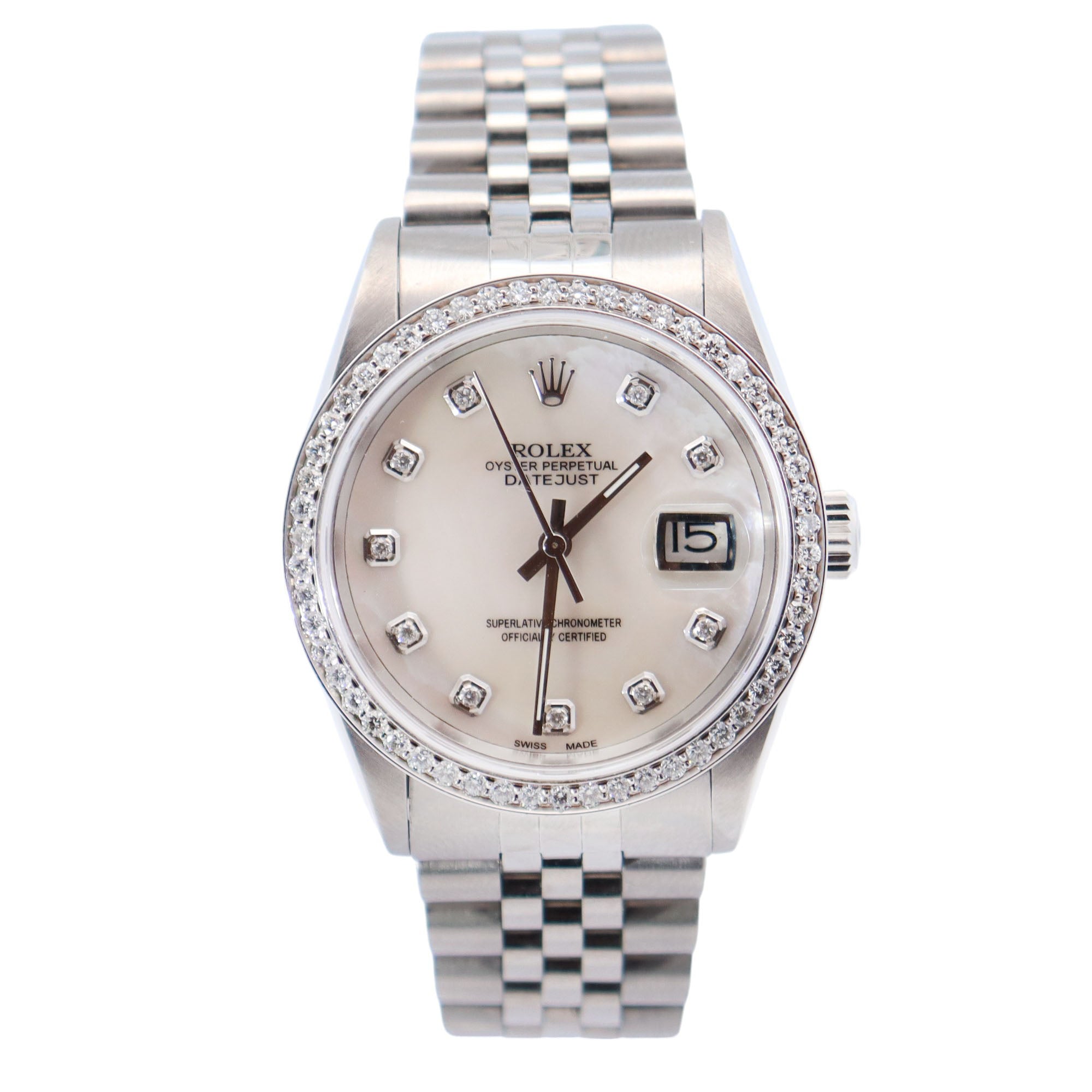 Rolex Datejust 36mm MOP Dial Watch Ref# 16200 - Happy Jewelers Fine Jewelry Lifetime Warranty