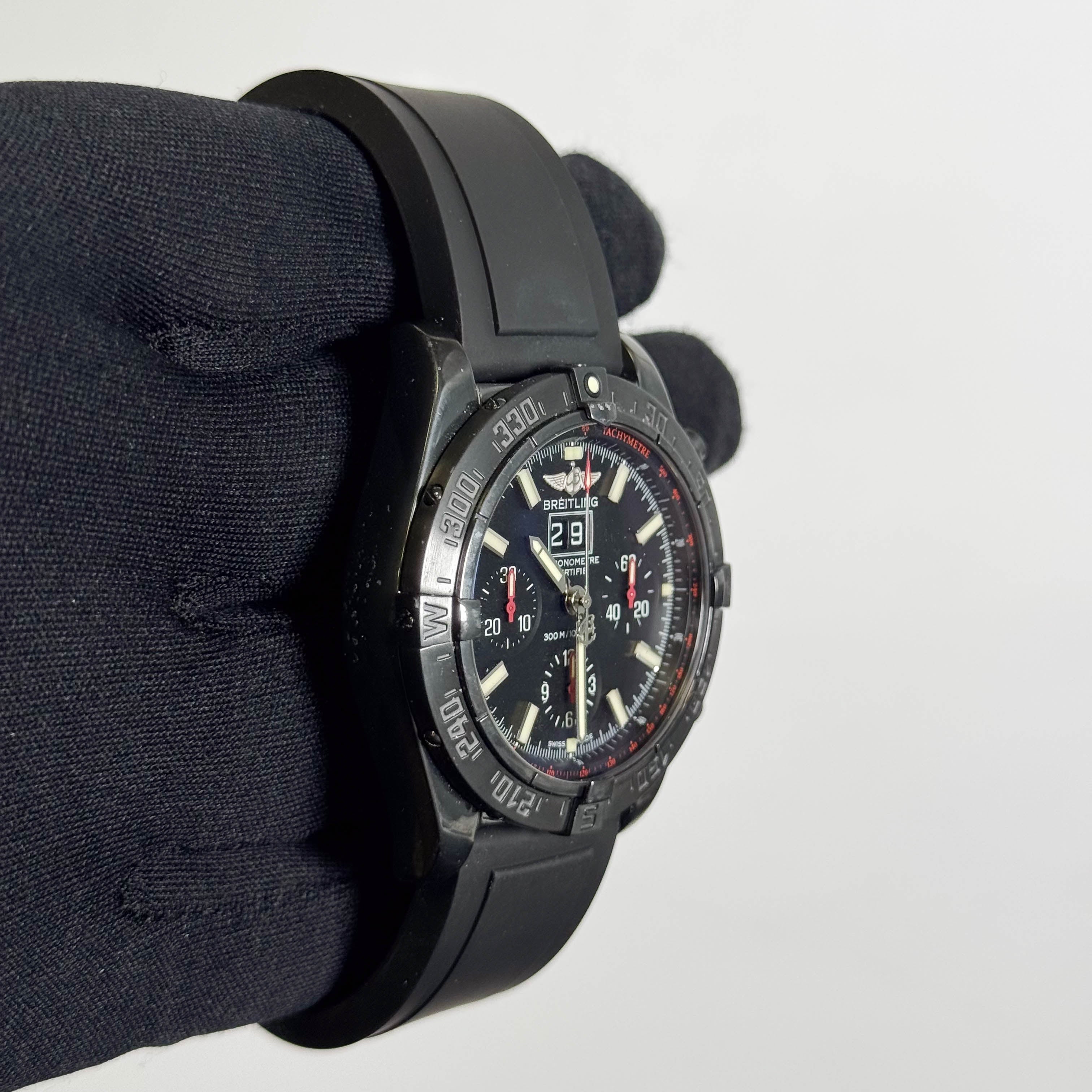 Breitling Blackbird 44mm Black Chronograph Dial Watch Ref# M4435911BA27 - Happy Jewelers Fine Jewelry Lifetime Warranty
