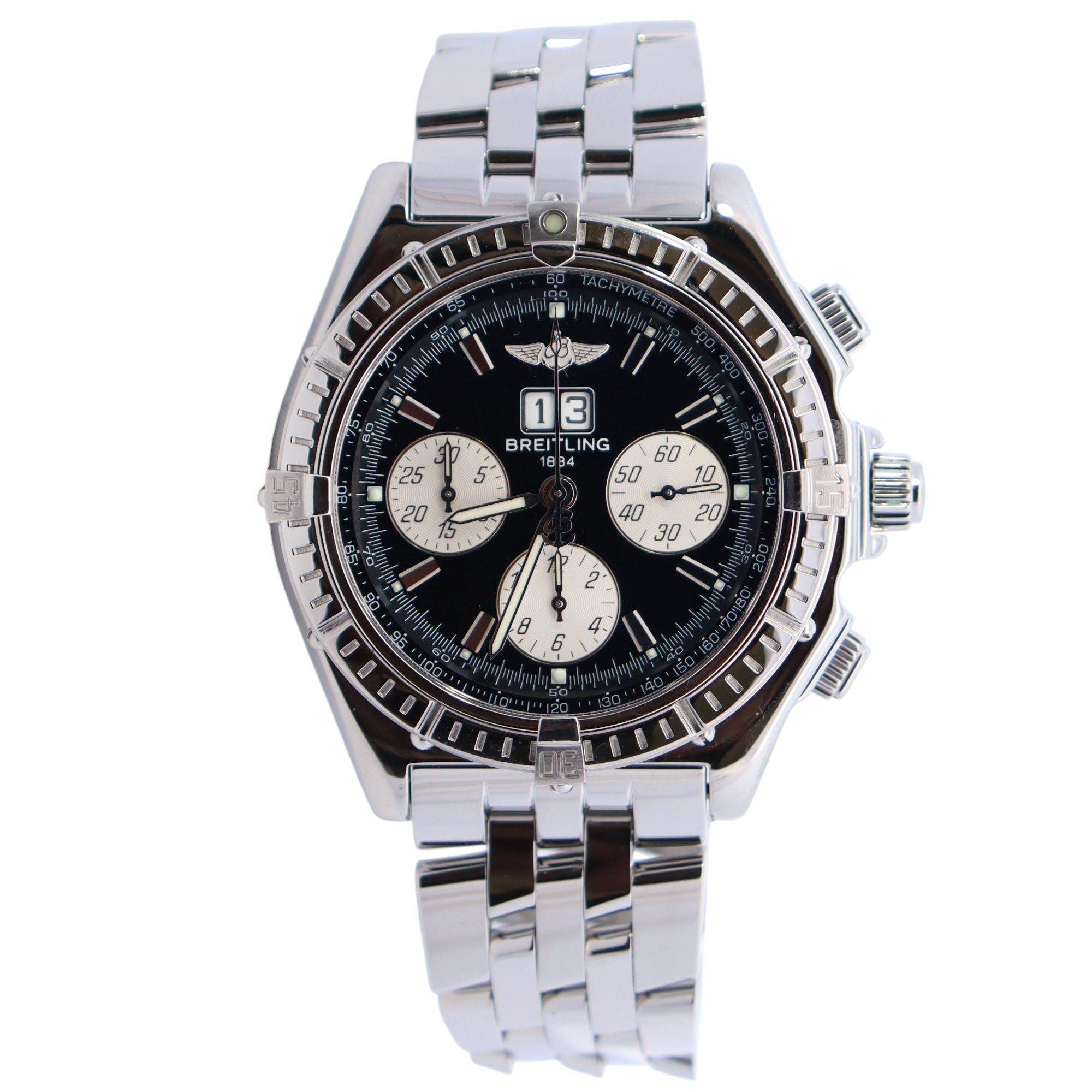 Breitling Crosswind 44mm Black Dial Watch Ref# A44355 - Happy Jewelers Fine Jewelry Lifetime Warranty