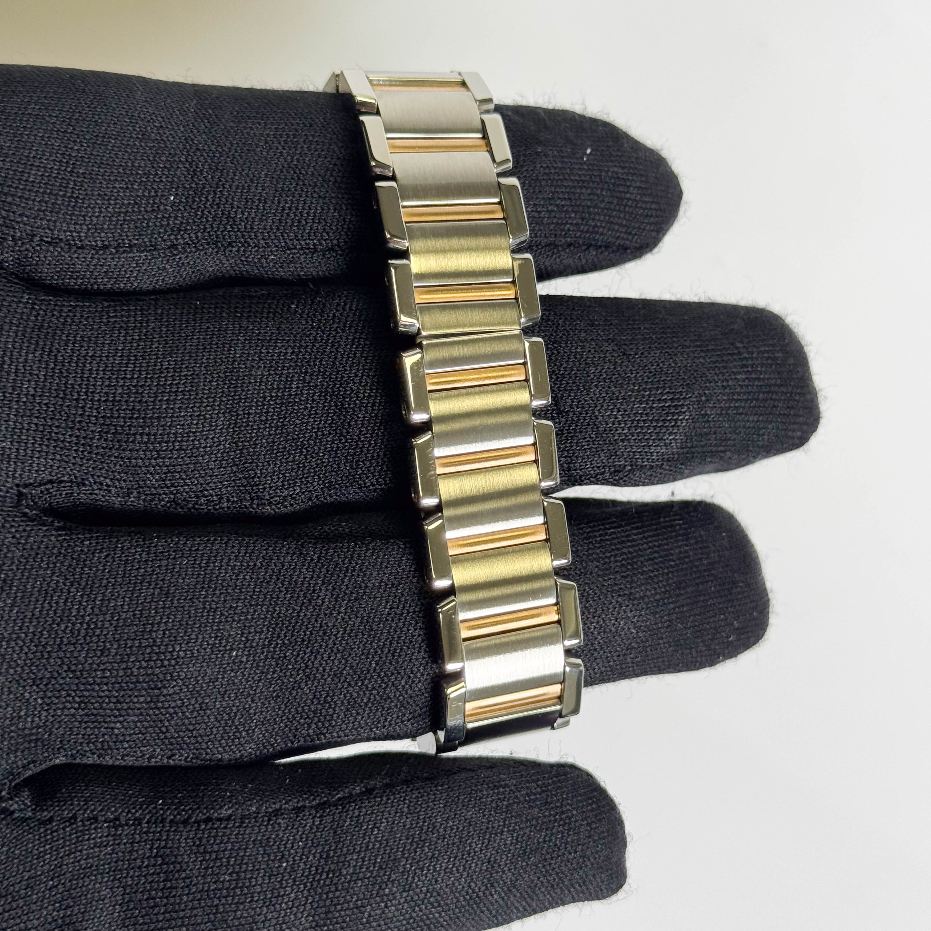 Cartier Tank Francaise 20mm Two Tone Stainless Steel Rose Gold Pink MOP Dial Watch Ref# W51027Q4 - Happy Jewelers Fine Jewelry Lifetime Warranty