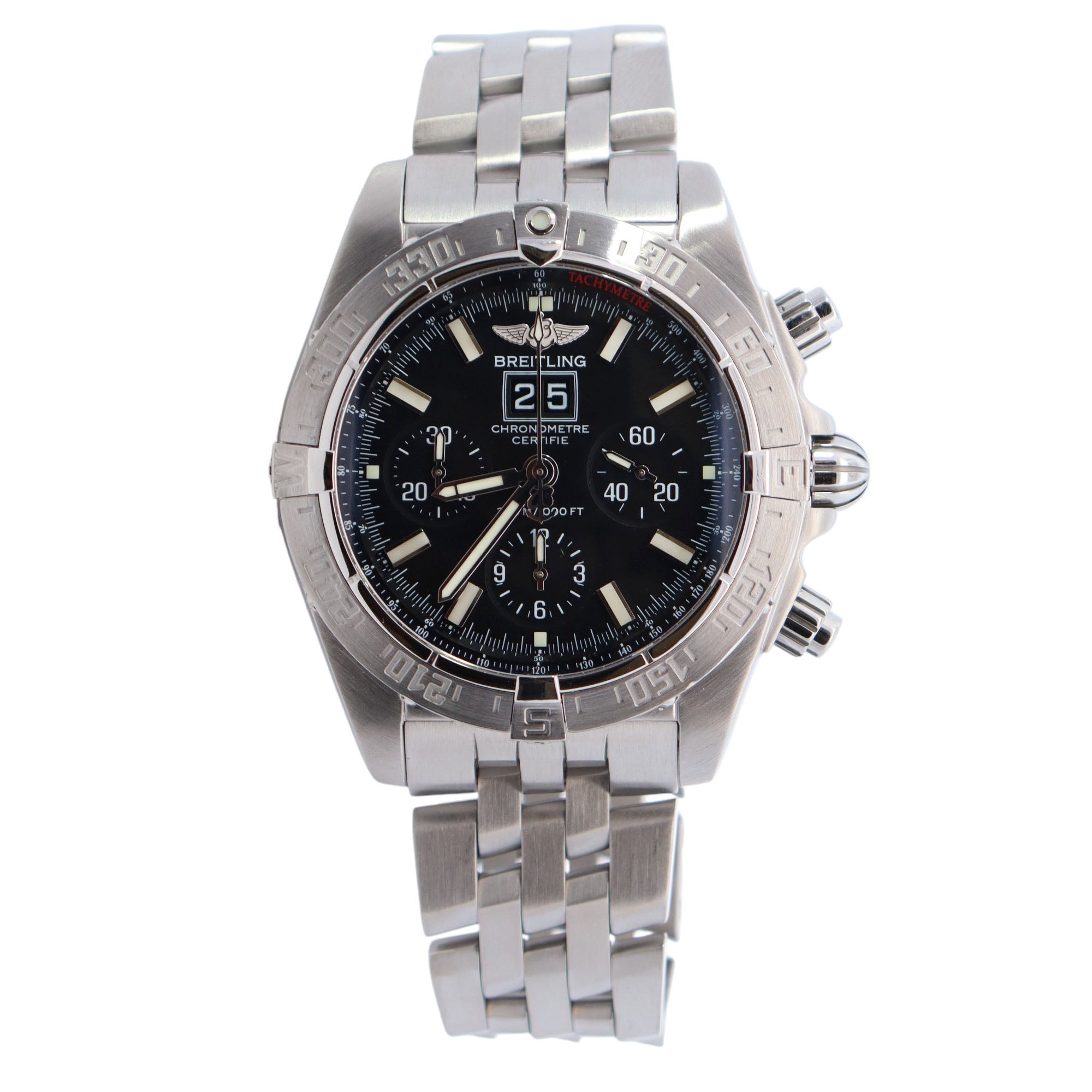 Breitling Chronomat 43mm Black Dial Watch Ref# A44359 - Happy Jewelers Fine Jewelry Lifetime Warranty