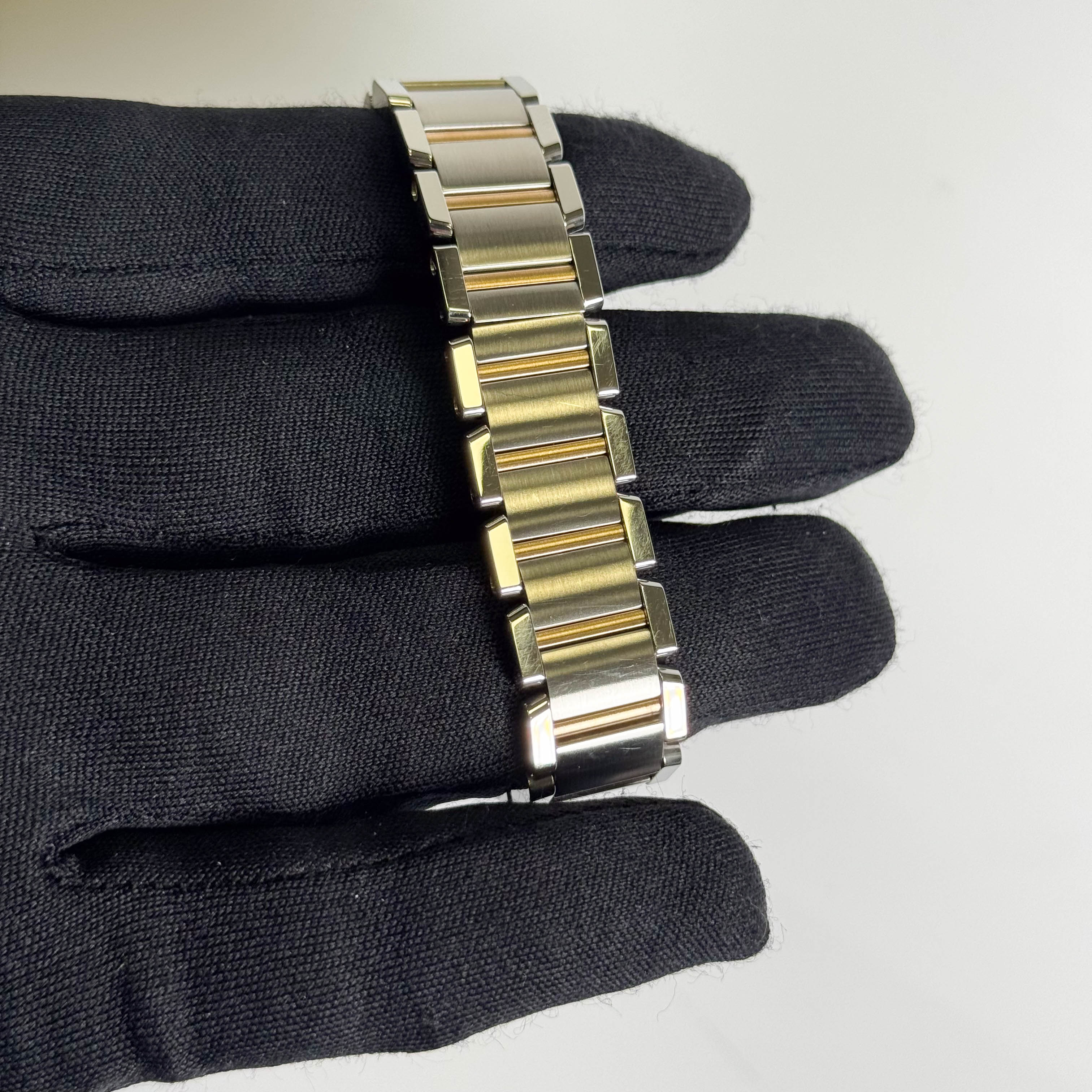 Cartier Tank Francaise 20mm Two Tone Stainless Steel Rose Gold Pink MOP Dial Watch Ref# W51027Q4 - Happy Jewelers Fine Jewelry Lifetime Warranty
