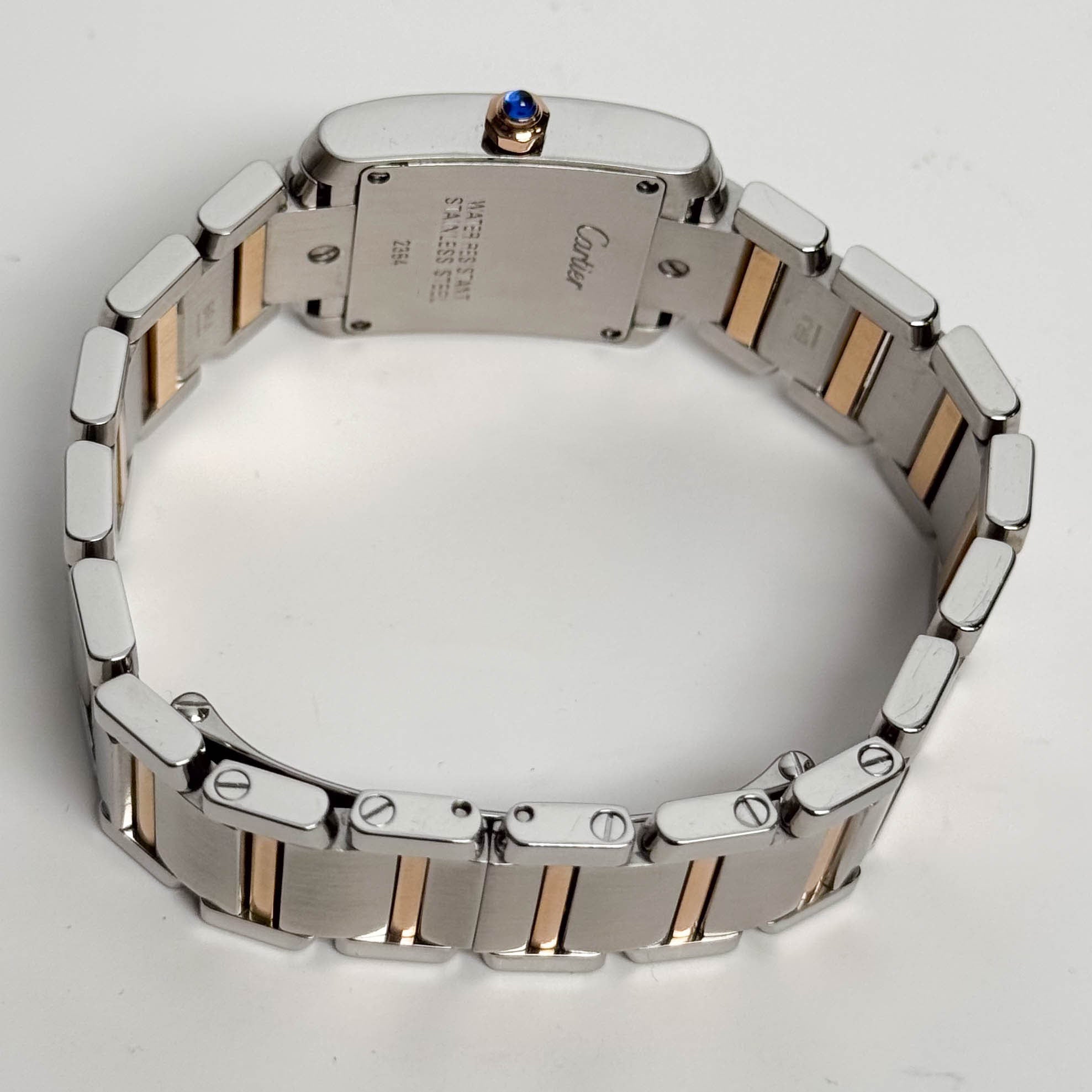 Cartier Tank Francaise 20mm Two Tone Stainless Steel Rose Gold Pink MOP Dial Watch Ref# W51027Q4 - Happy Jewelers Fine Jewelry Lifetime Warranty