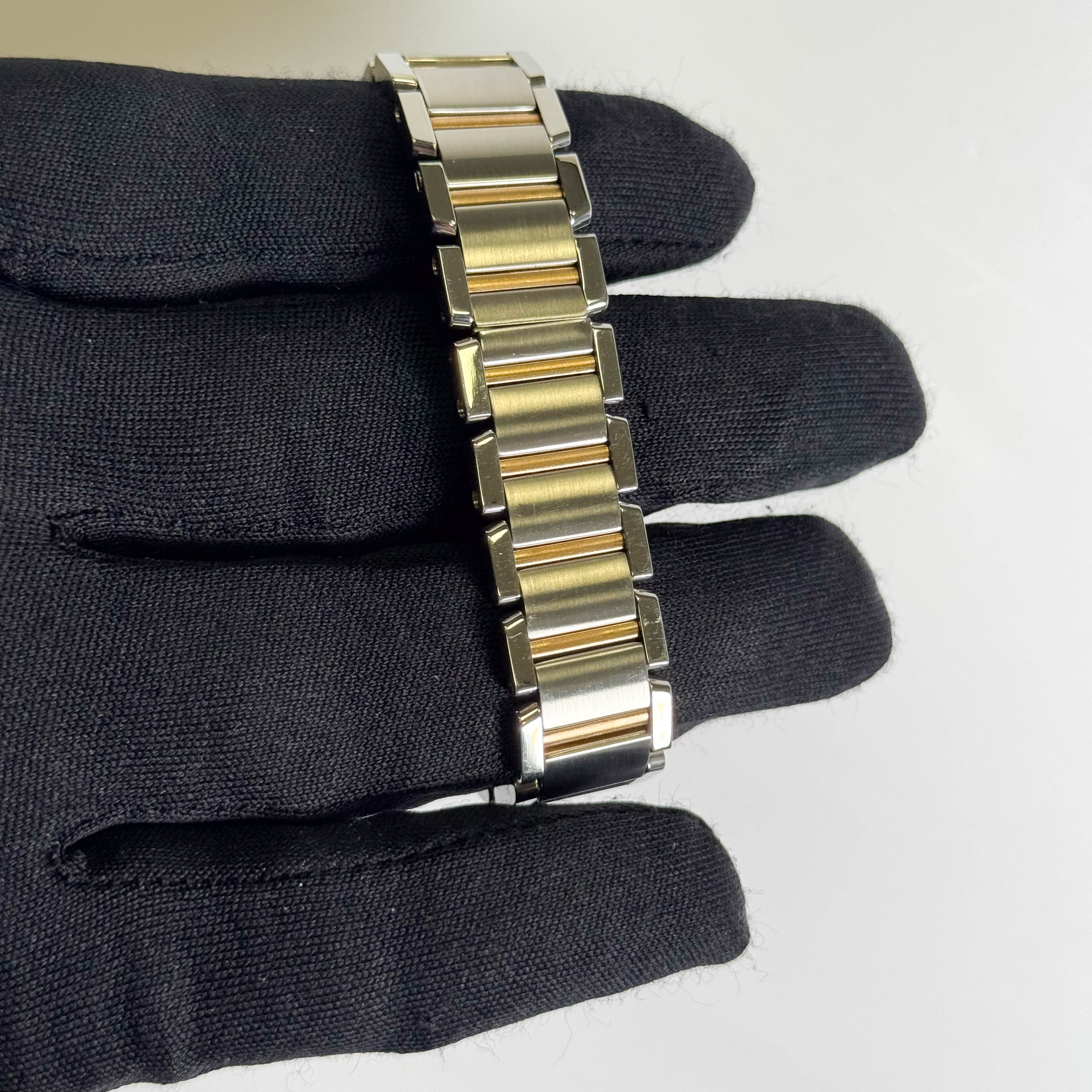 Cartier Tank Francaise 20mm Two Tone Stainless Steel Rose Gold Pink MOP Dial Watch Ref# W51027Q4 - Happy Jewelers Fine Jewelry Lifetime Warranty