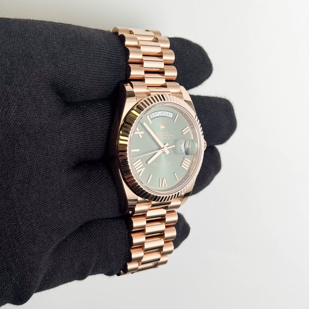 Rolex Day-Date 40mm Olive Dial Watch Ref# 228235