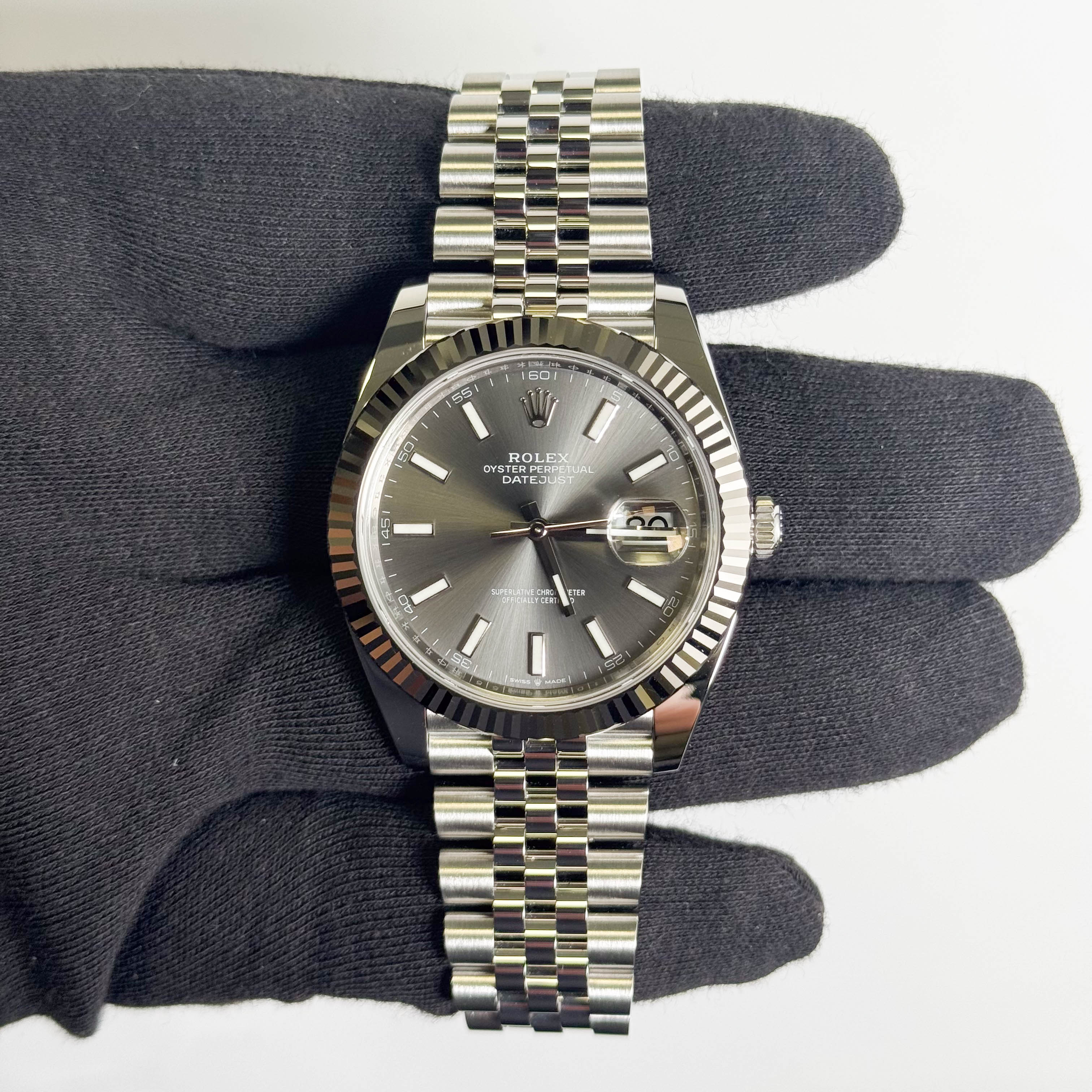 Rolex Datejust 41mm Rhodium Dial Watch Ref# 126334