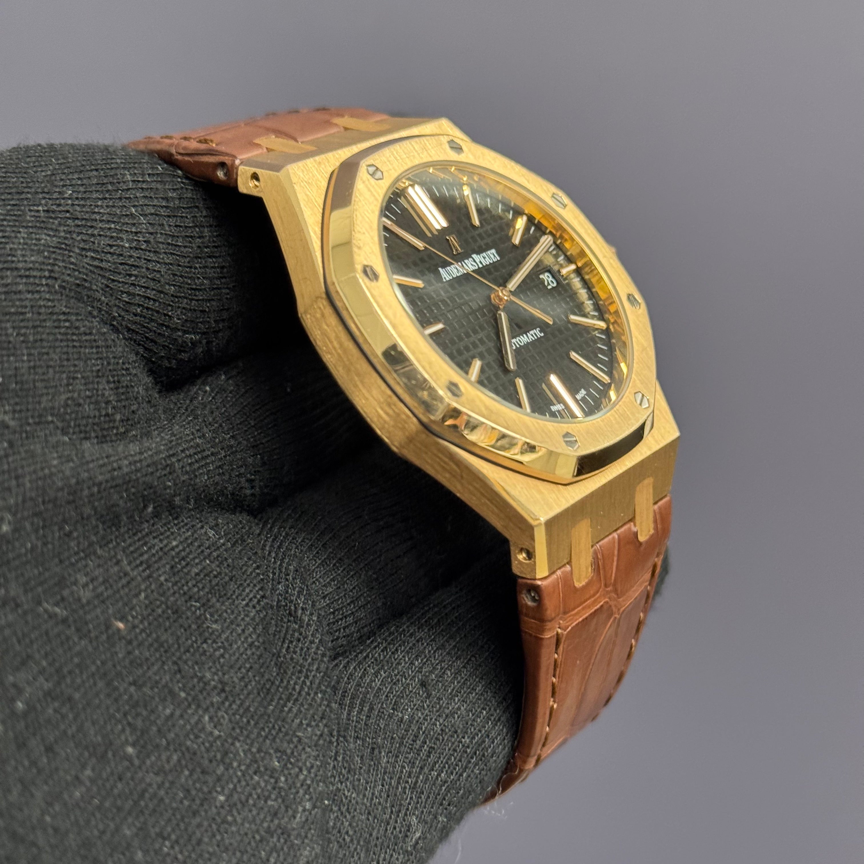 Audemars Piguet Royal Oak 41mm Rose Gold Black Dial Ref# 15400OR - Happy Jewelers Fine Jewelry Lifetime Warranty