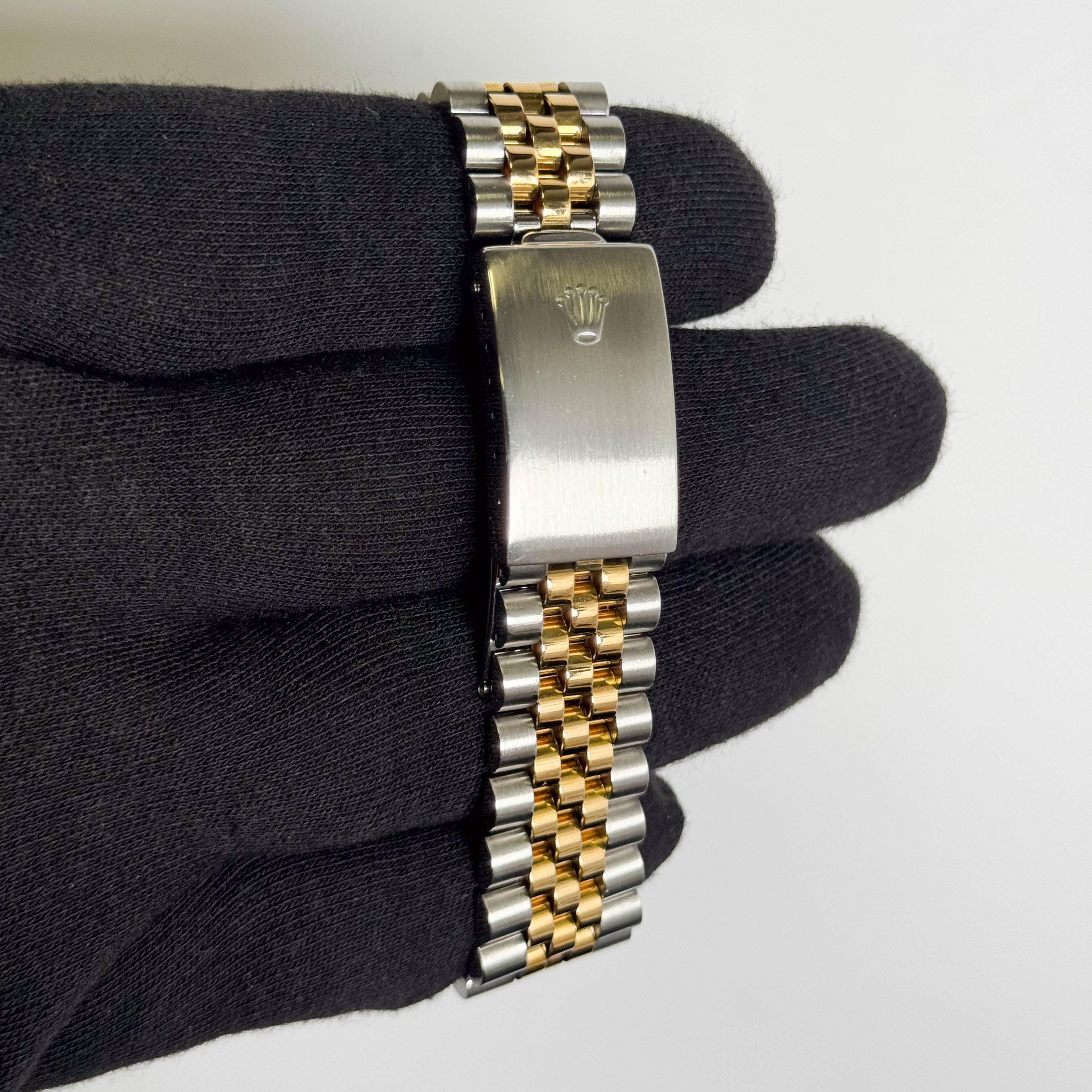 Rolex Datejust Two Tone Steel & Yellow Gold Champagne Stick Dial Watch Reference #: 16013 - Happy Jewelers Fine Jewelry Lifetime Warranty