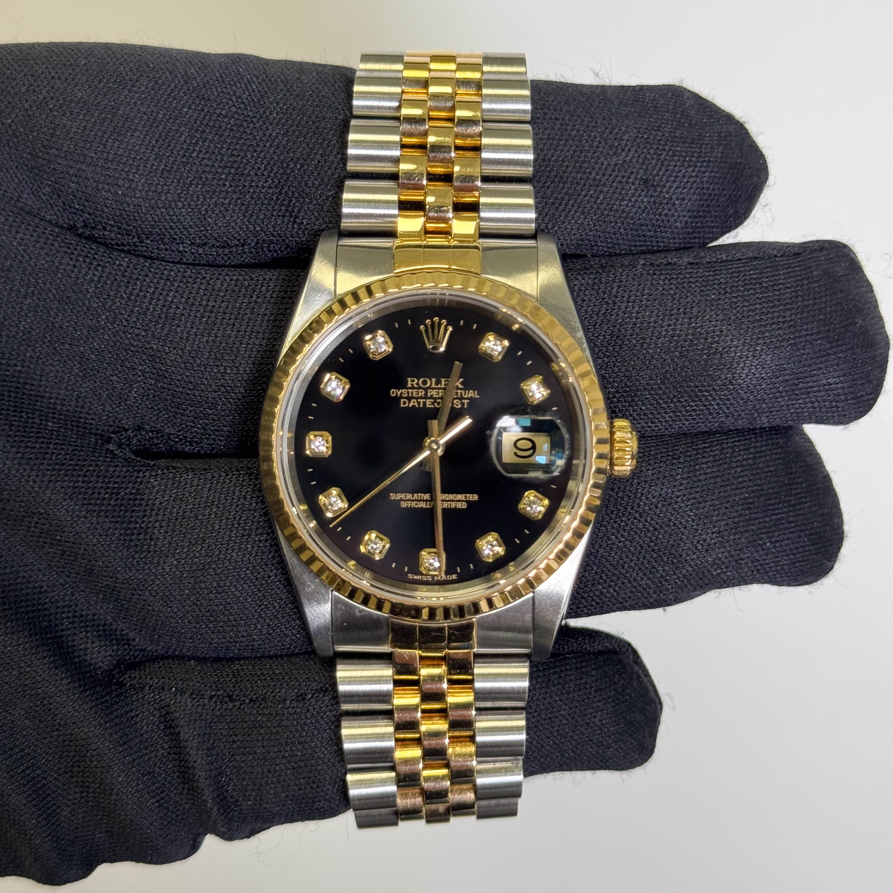 Rolex Datejust 36mm Black Dial Watch Ref# 16233