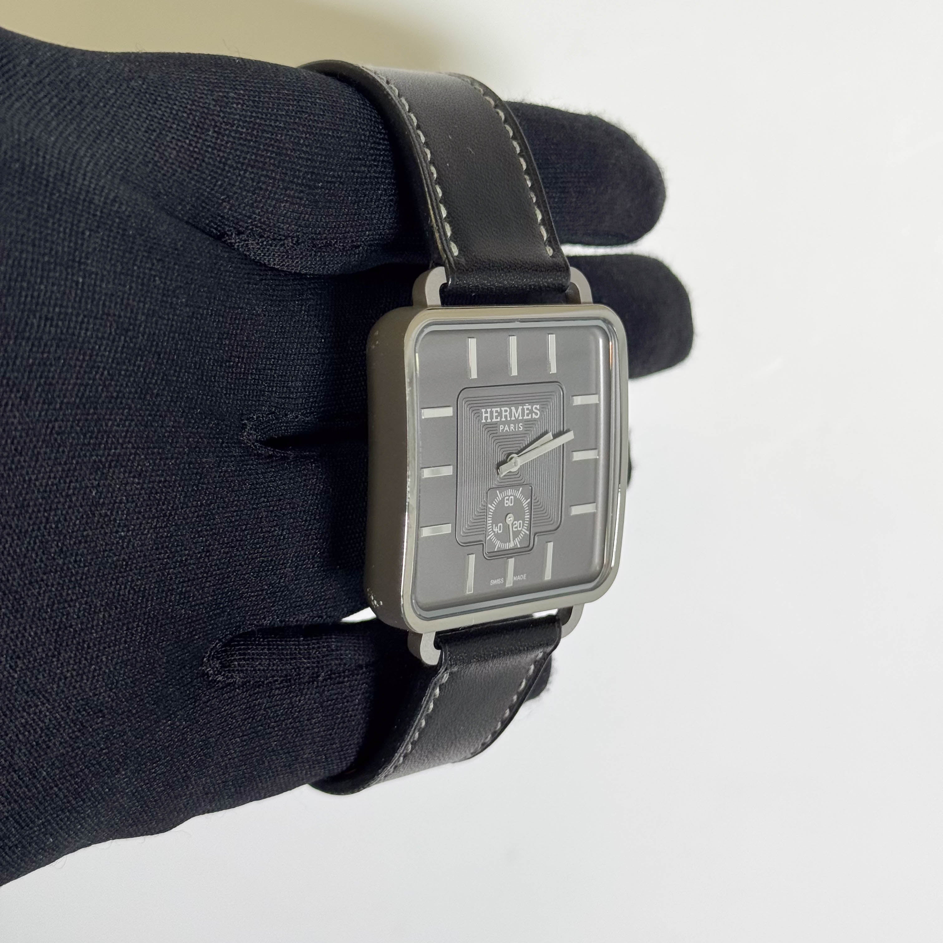 Hermes Carre H Classical 36mm Grey Stick Dial Watch Ref# TI1.741