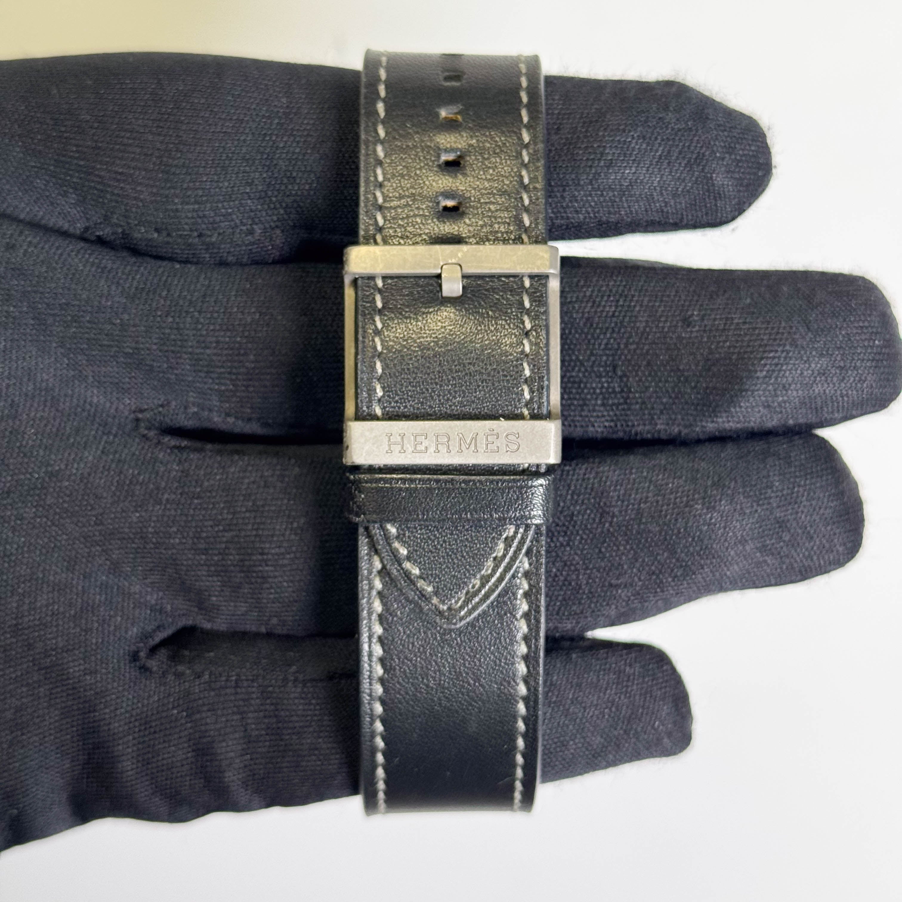 Hermes Carre H Classical 36mm Grey Stick Dial Watch Ref# TI1.741