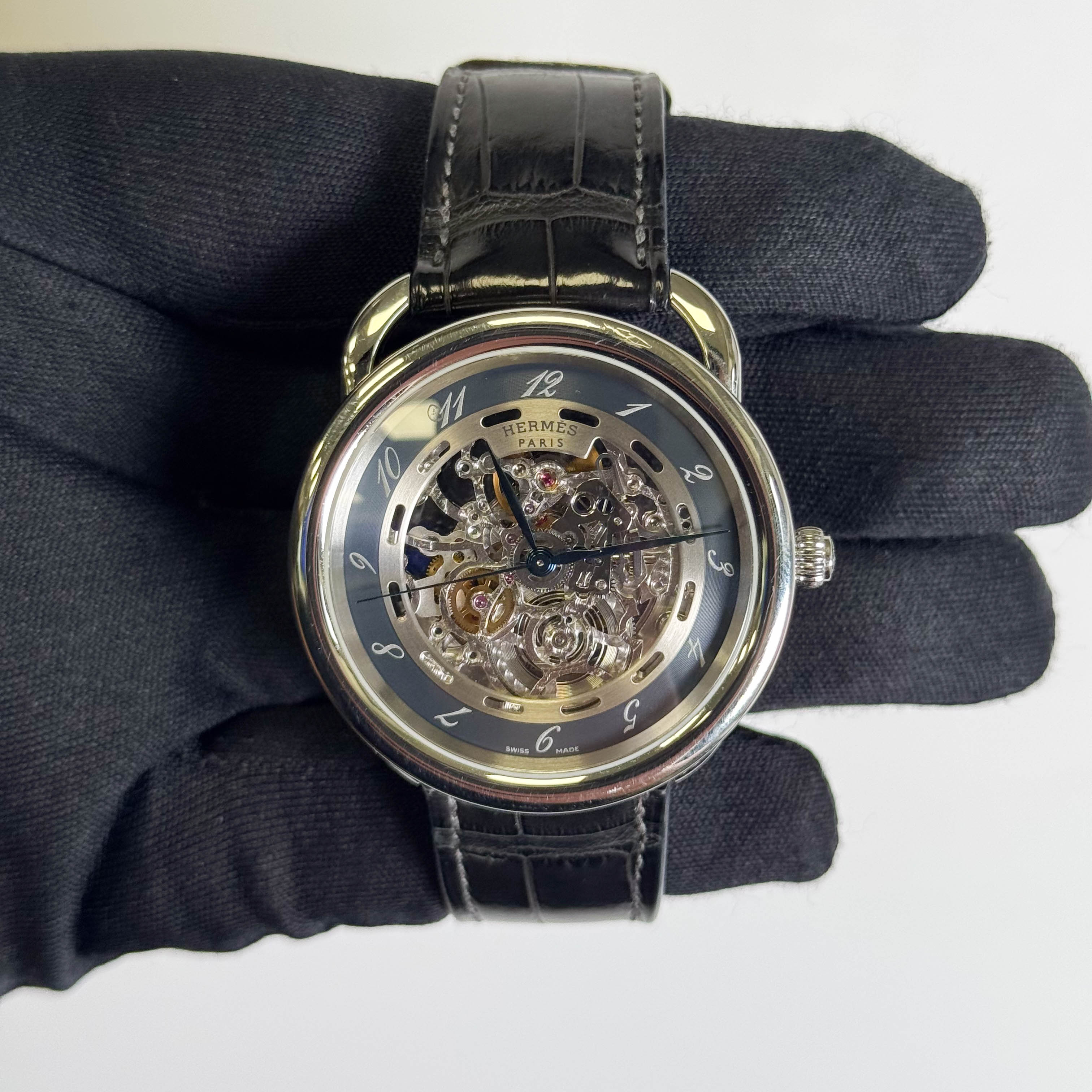 Hermes Arceau 40mm Skeleton Arabic Dial Watch Ref# AR6.710 - Happy Jewelers Fine Jewelry Lifetime Warranty