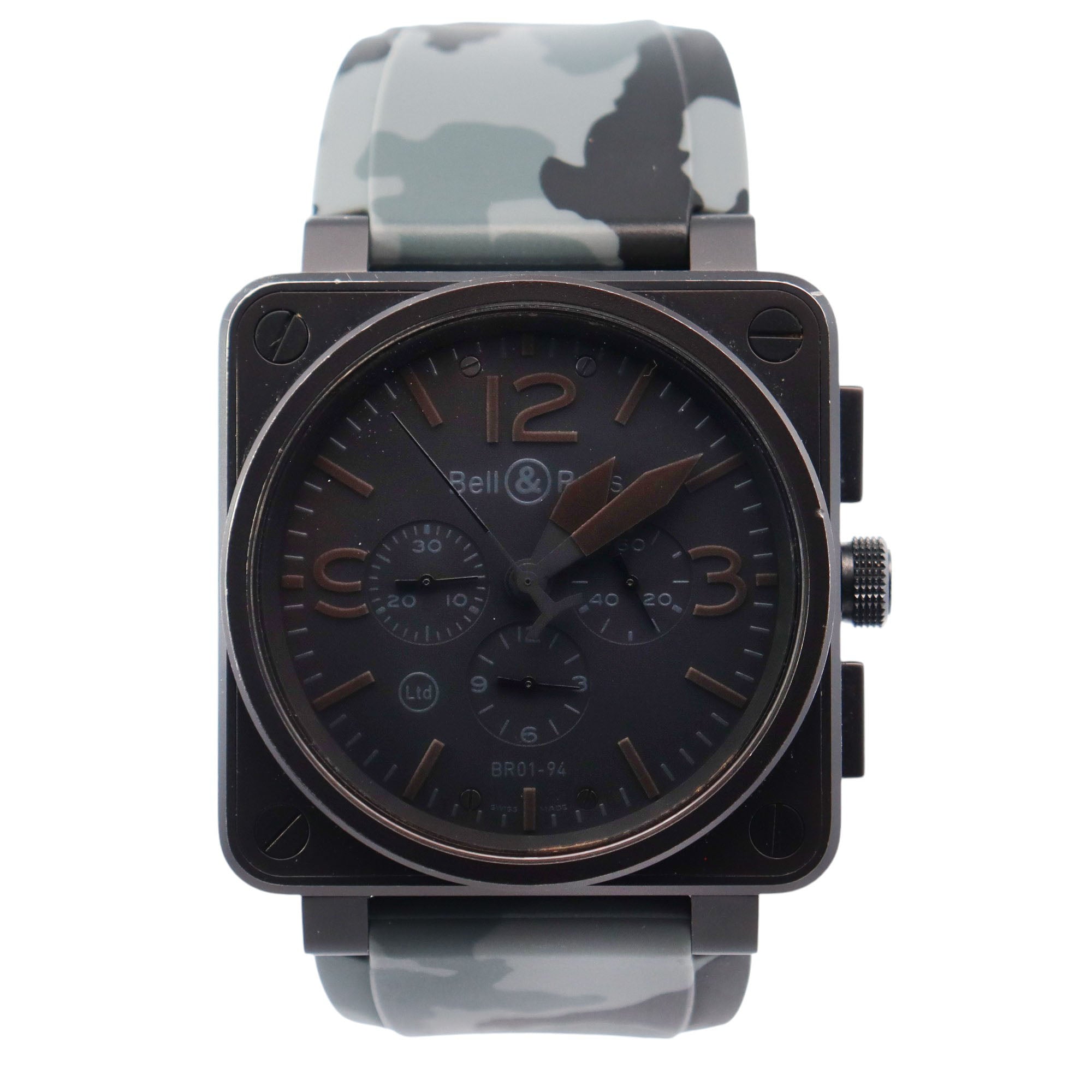 Bell & Ross BR01-94 46mm Black Dial Watch Ref# BR01-94-SBla - Happy Jewelers Fine Jewelry Lifetime Warranty