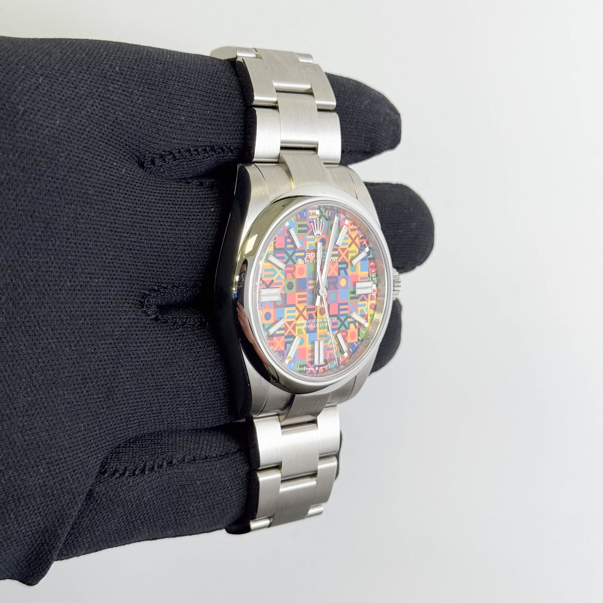 Rolex Oyster Perpetual 41mm Multicolored Jubilee Motif Dial Watch Ref# 134300