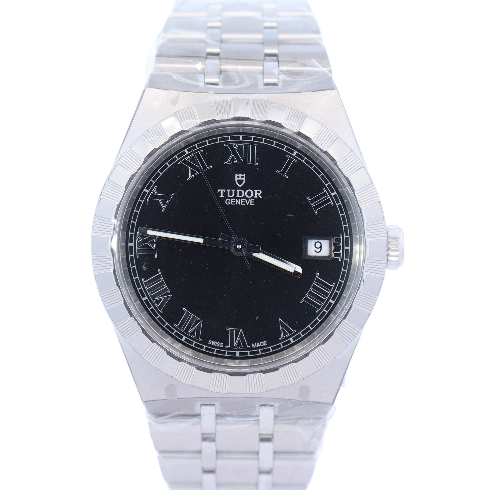 Tudor Royal 38mm Stainless Steel Black Roman Dial Watch Ref# 28500 - Happy Jewelers Fine Jewelry Lifetime Warranty