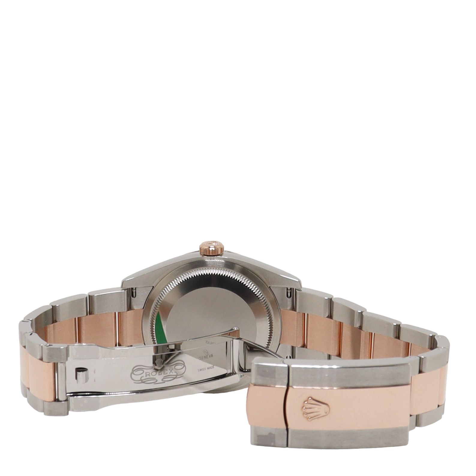 Rolex Datejust Two Tone Everose Gold & Steel 36mm Silver Palm Motif Index Dial Watch Reference#: 126231 - Happy Jewelers Fine Jewelry Lifetime Warranty