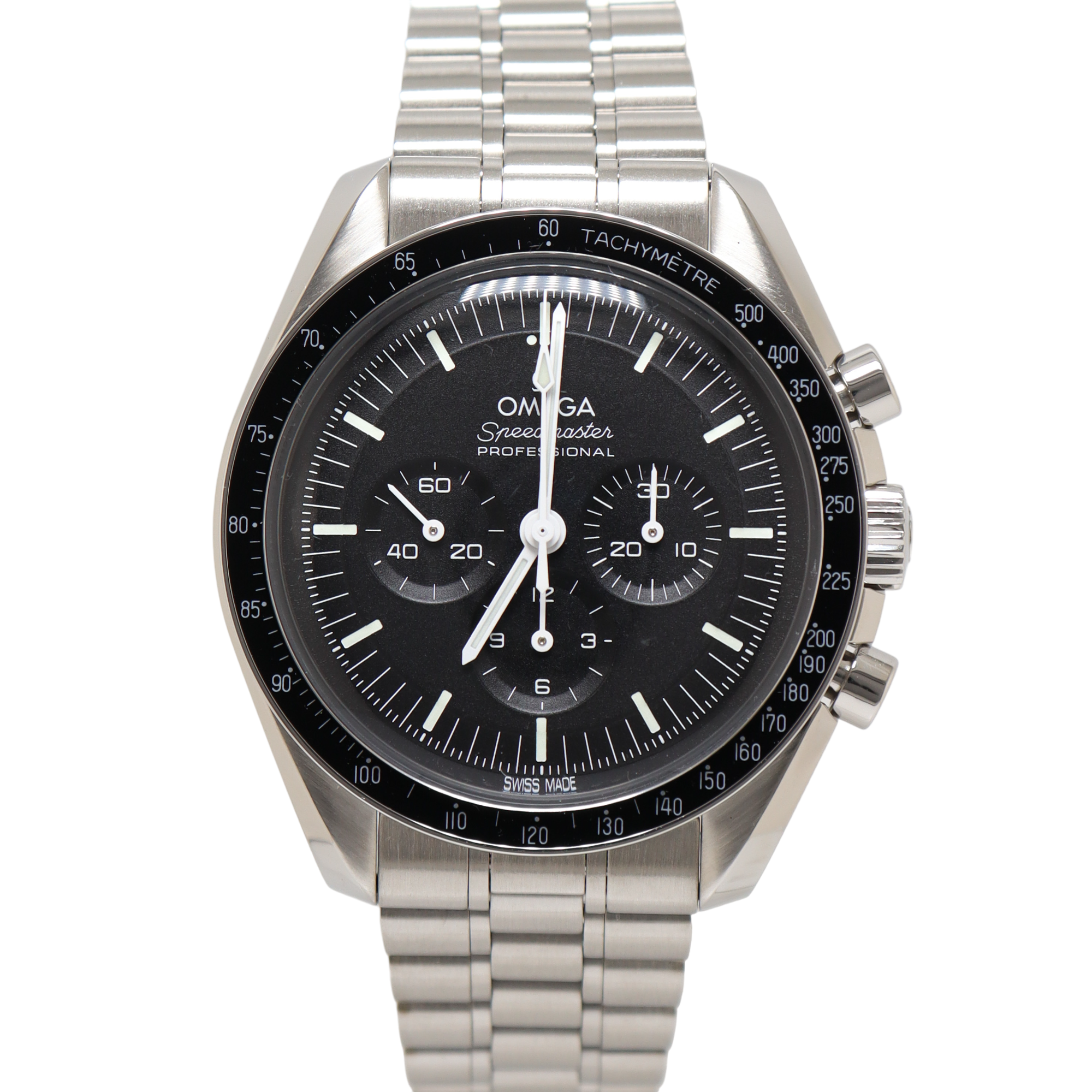Omega Speedmaster Stainless Steel 42mm Black Chronograph Dial Watch Ref# 310.30.42.50.01.001 - Happy Jewelers Fine Jewelry Lifetime Warranty