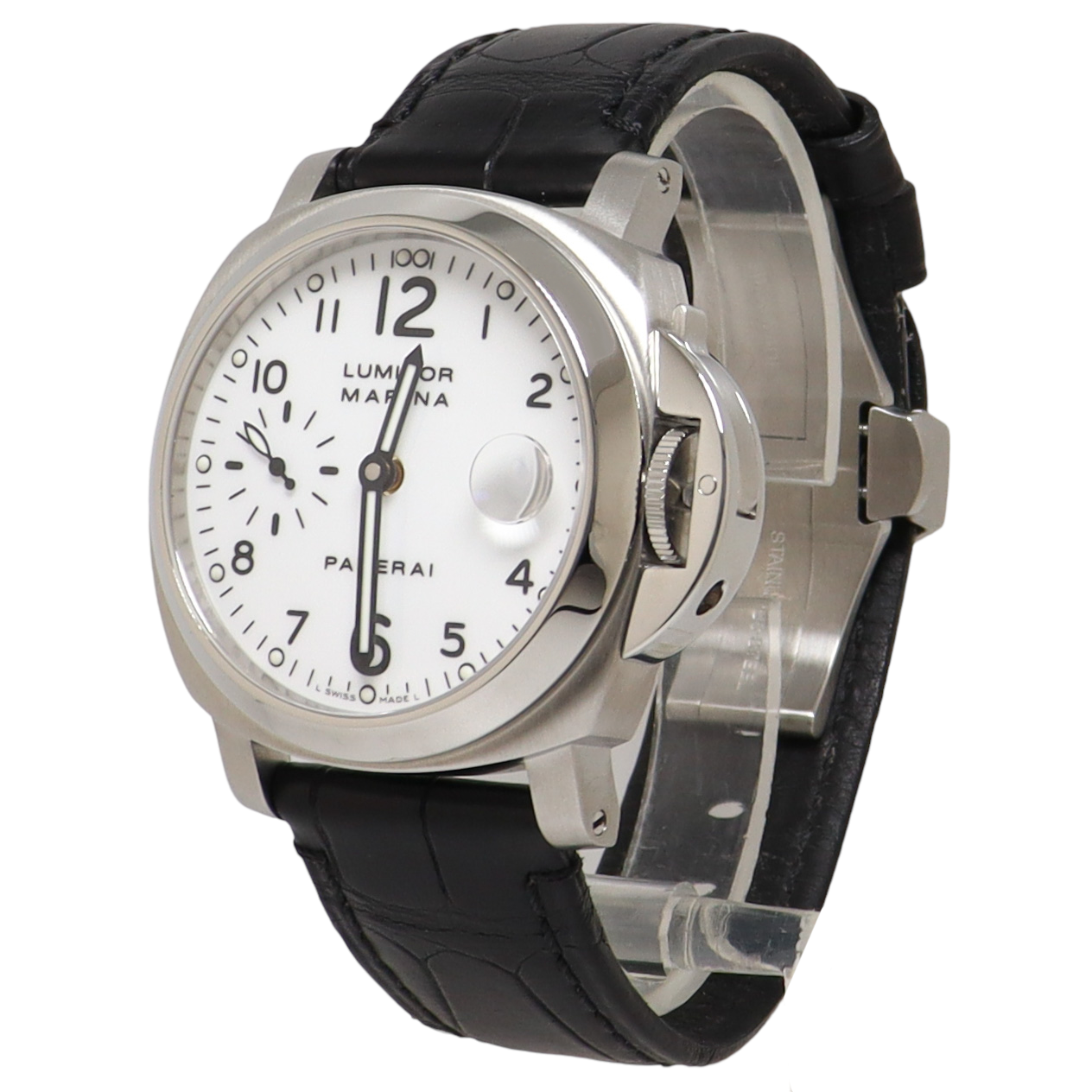 Panerai Luminor Marina Stainless Steel 42mm White Roman Dial Watch Reference#: PAM00523 - Happy Jewelers Fine Jewelry Lifetime Warranty