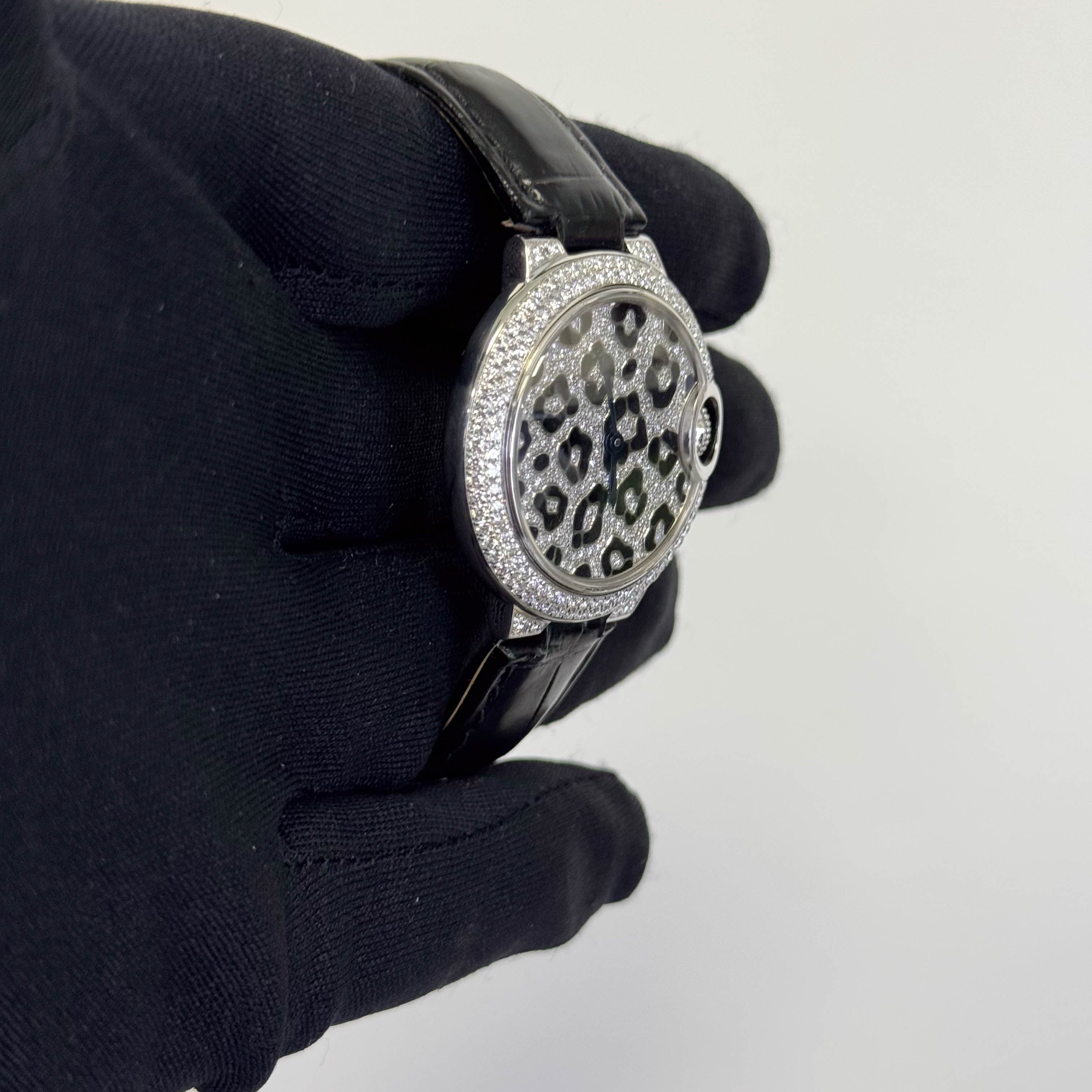 Cartier Ballon Bleu 33mm Pave Dial Watch Ref# HPI01064