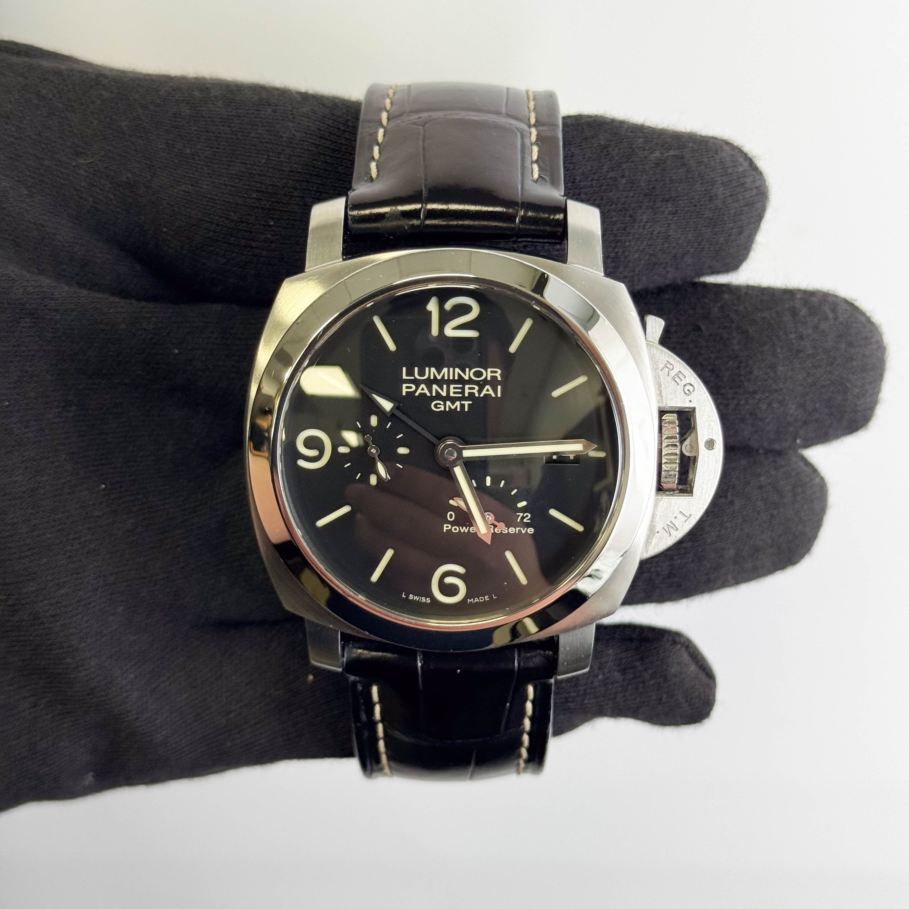 Panerai Luminor 1950 3 Days GMT 44mm Back Dial Watch Ref# PAM00321 - Happy Jewelers Fine Jewelry Lifetime Warranty