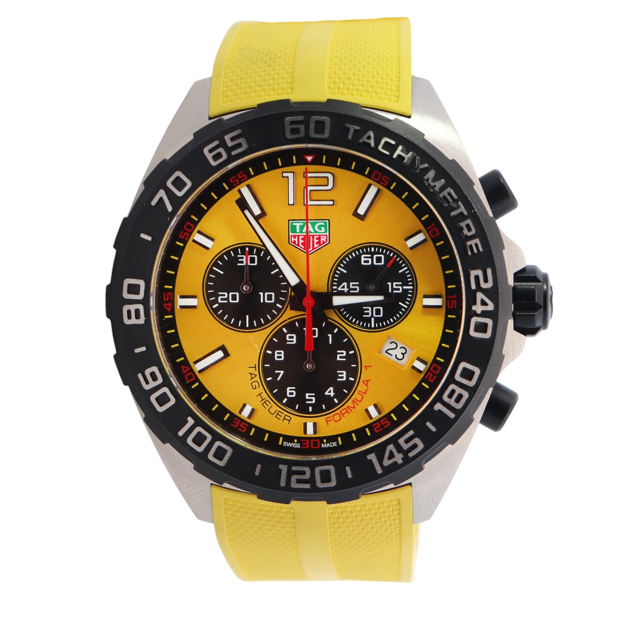 Tag Heuer Formula 1 43mm Yellow Dial Watch Ref# CAZ101AM - Happy Jewelers Fine Jewelry Lifetime Warranty