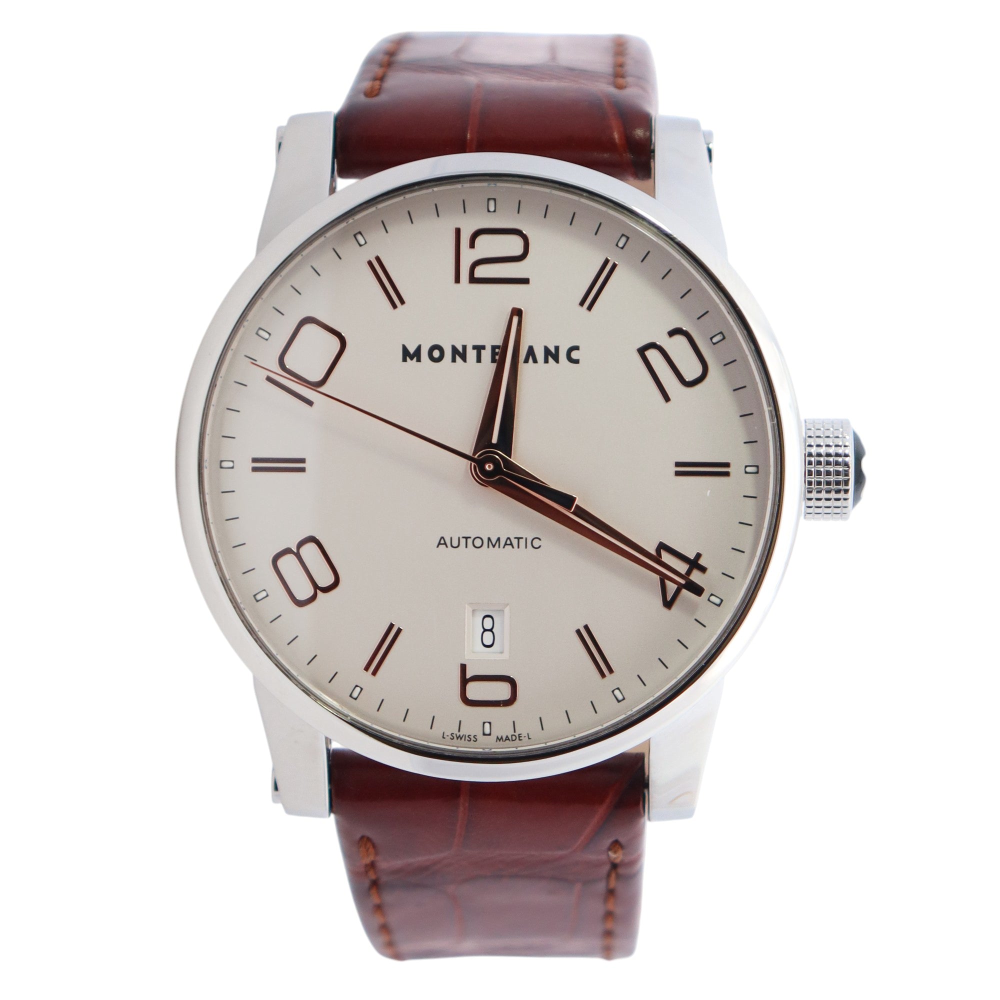 Montblanc Ivory Dial Watch with Red Strap. No Box or battery Montblanc Timewalker chronograph steel automatic Ref. 7069  main image 3