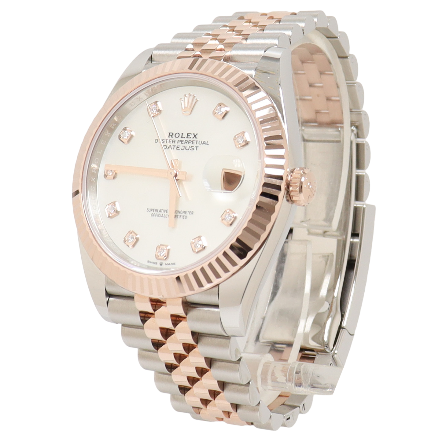 Rolex Datejust Two Tone Rose Gold & Steel 41mm White MOP Diamond Dial Watch Reference#: 126331 - Happy Jewelers Fine Jewelry Lifetime Warranty