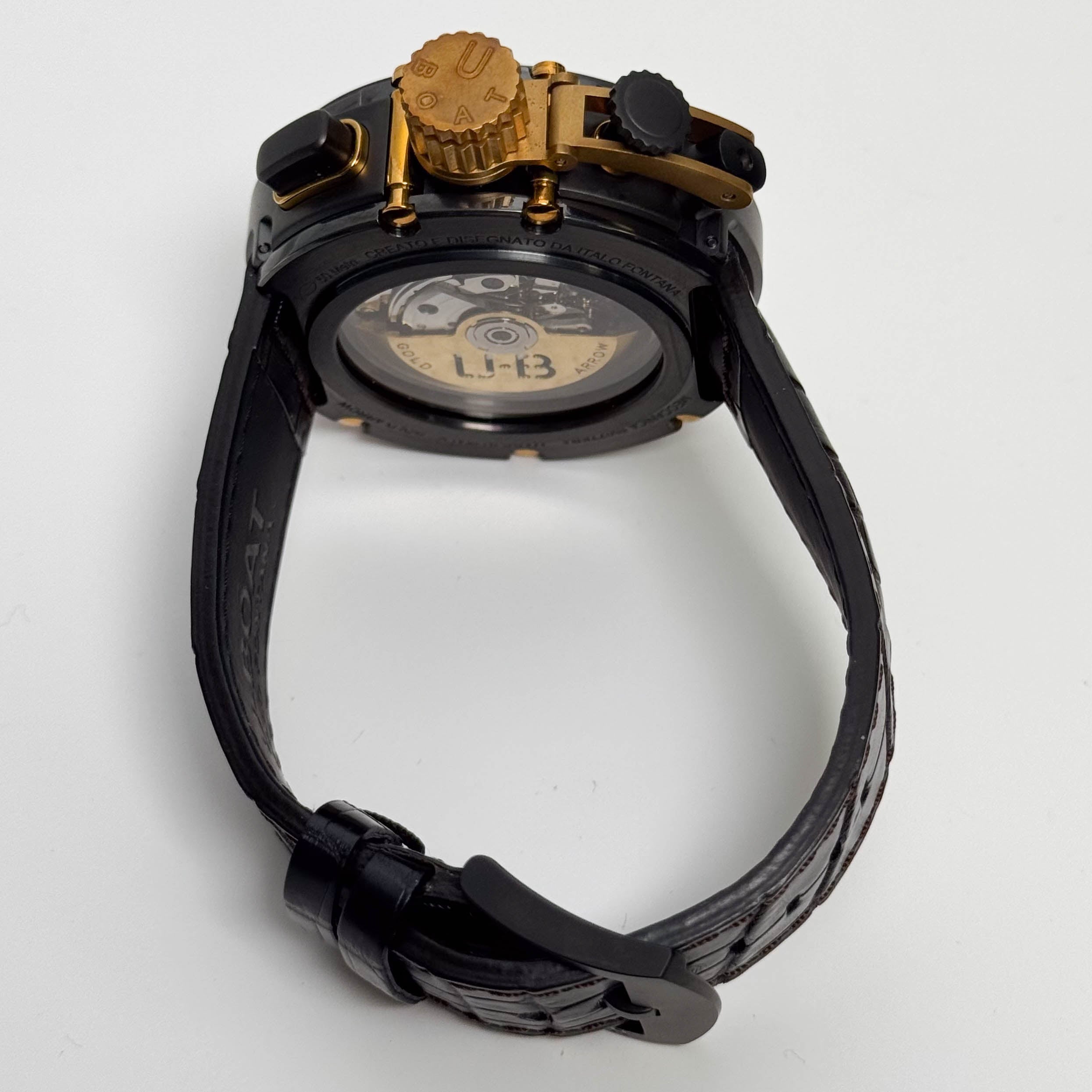 U-Boat Gold Arrow 51mm Black Dial Watch Ref# U-51 Gold Arrow - Happy Jewelers Fine Jewelry Lifetime Warranty