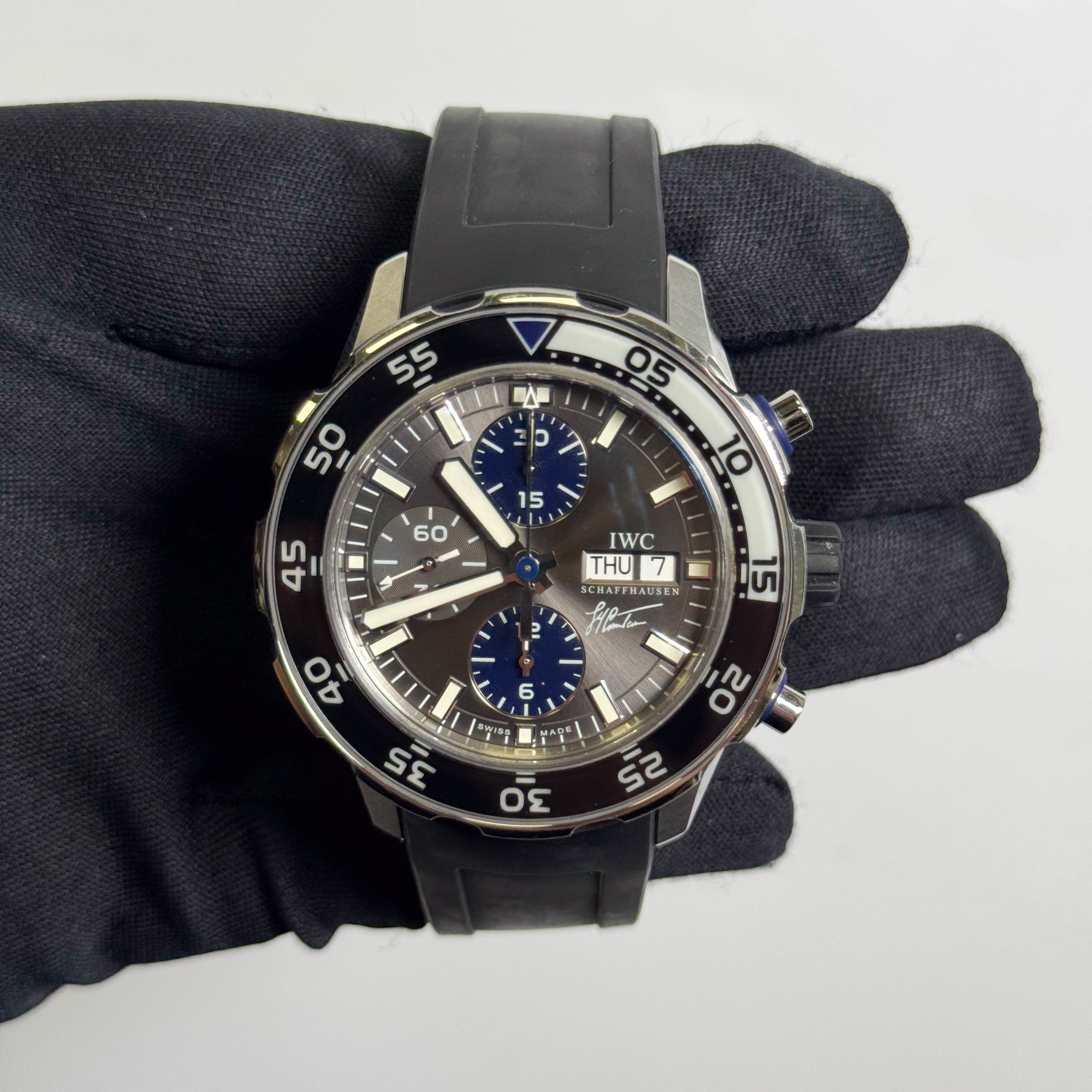 IWC Pilots Aquatimer Chronograph 45mm Grey Dial Watch Ref# IW376706 - Happy Jewelers Fine Jewelry Lifetime Warranty