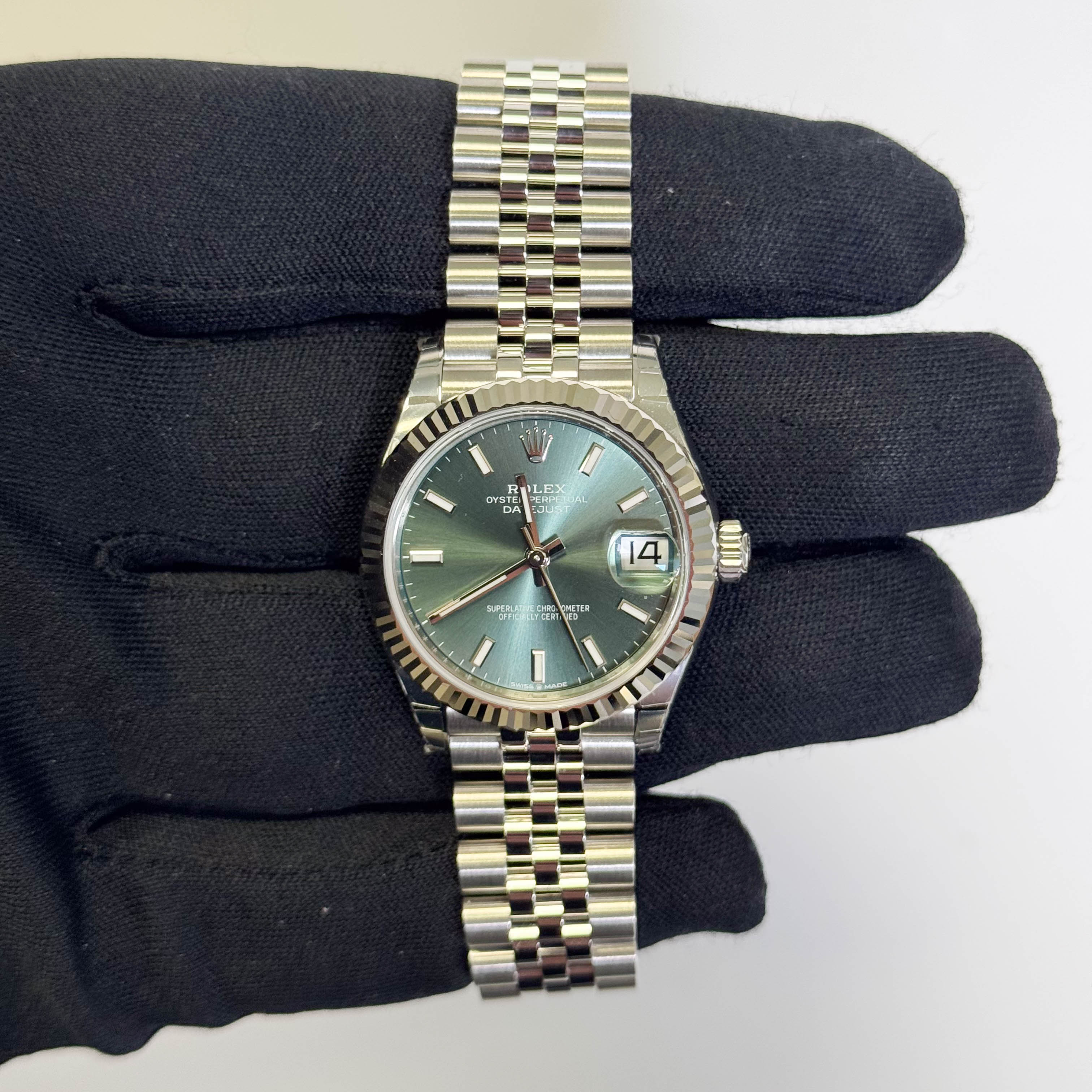 Rolex Datejust 31mm Green Stick Dial Watch Ref# 278274 - Happy Jewelers Fine Jewelry Lifetime Warranty