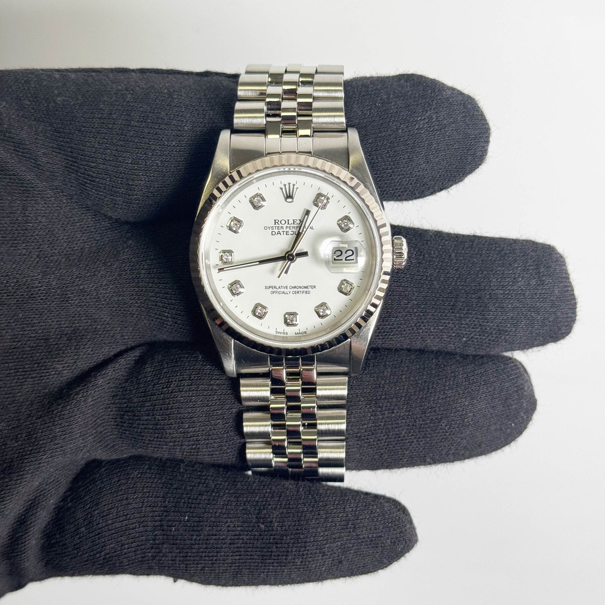 Rolex Datejust 36mm White Dial Watch Ref# 16234