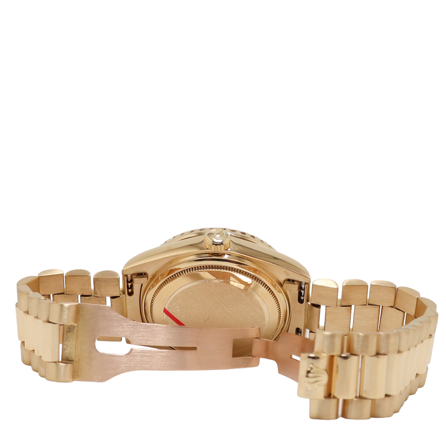 Rolex Day Date Yellow Gold 36mm Pink Roman Diamond Dial Watch Reference#: 18038 - Happy Jewelers Fine Jewelry Lifetime Warranty