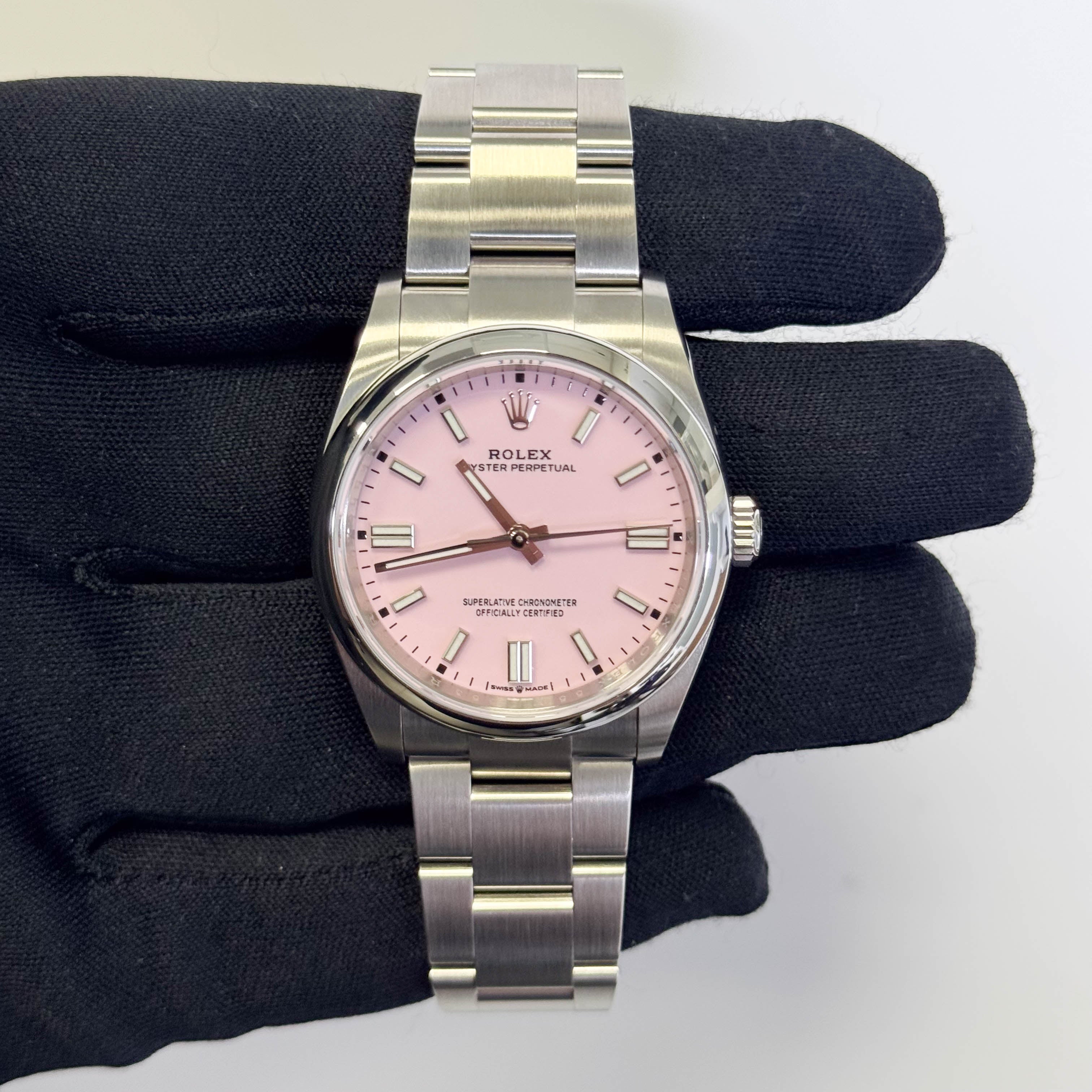 Rolex Oyster Perpetual 36mm Pink Dial Watch Ref# 126000 - Happy Jewelers Fine Jewelry Lifetime Warranty