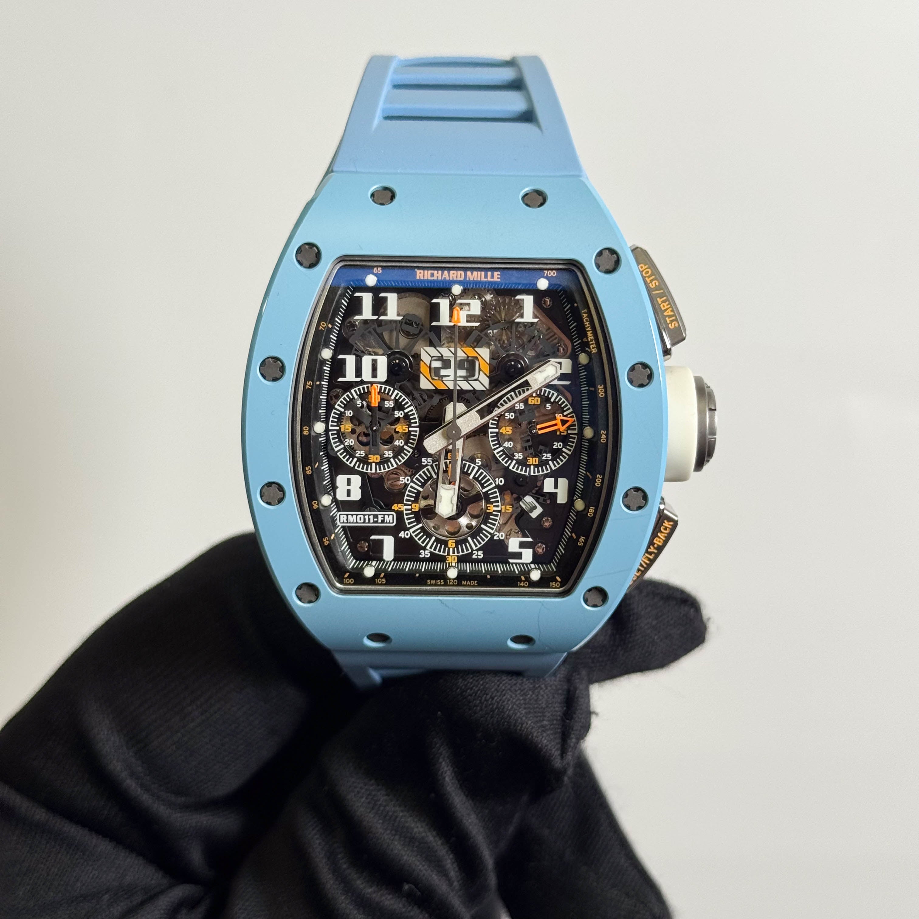 Richard Mille RM011 Blue Ceramic 42mm Openwork Dial Watch Ref# RM011 - Happy Jewelers Fine Jewelry Lifetime Warranty