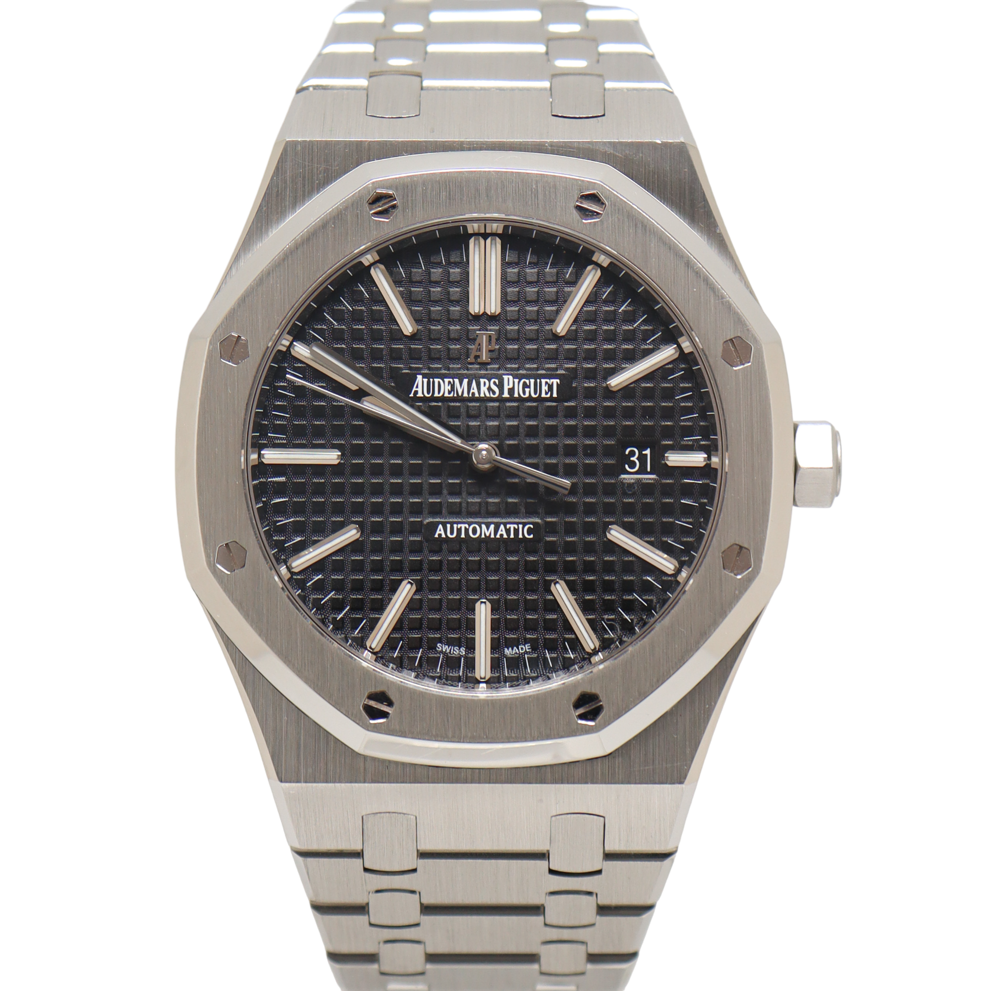 Audemars Piguet Royal Oak Stainless Steel 41mm Black Stick Dial Watch Reference#: 15400ST.OO.1220ST.01 - Happy Jewelers Fine Jewelry Lifetime Warranty