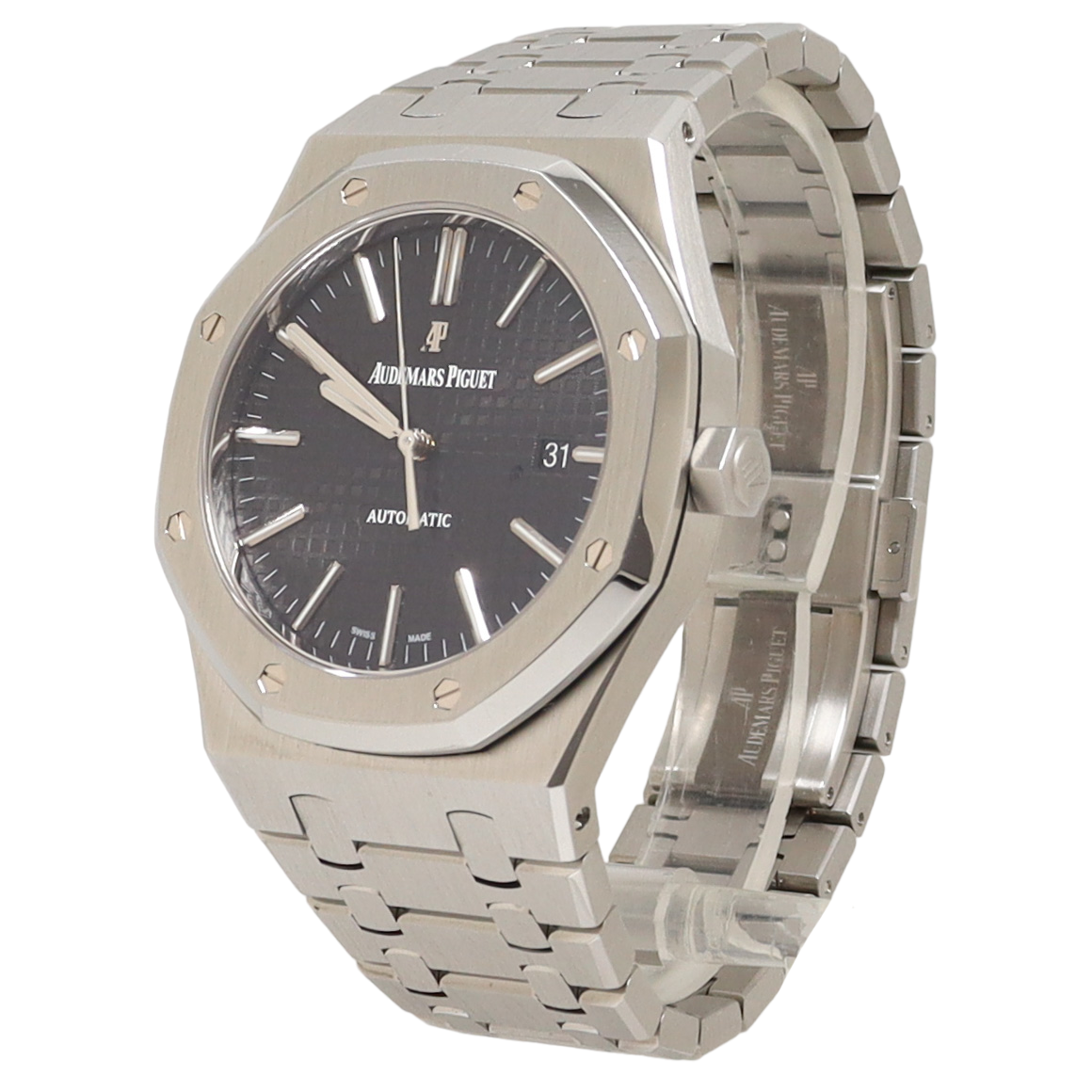 Audemars Piguet Royal Oak Stainless Steel 41mm Black Stick Dial Watch Reference#: 15400ST.OO.1220ST.01 - Happy Jewelers Fine Jewelry Lifetime Warranty