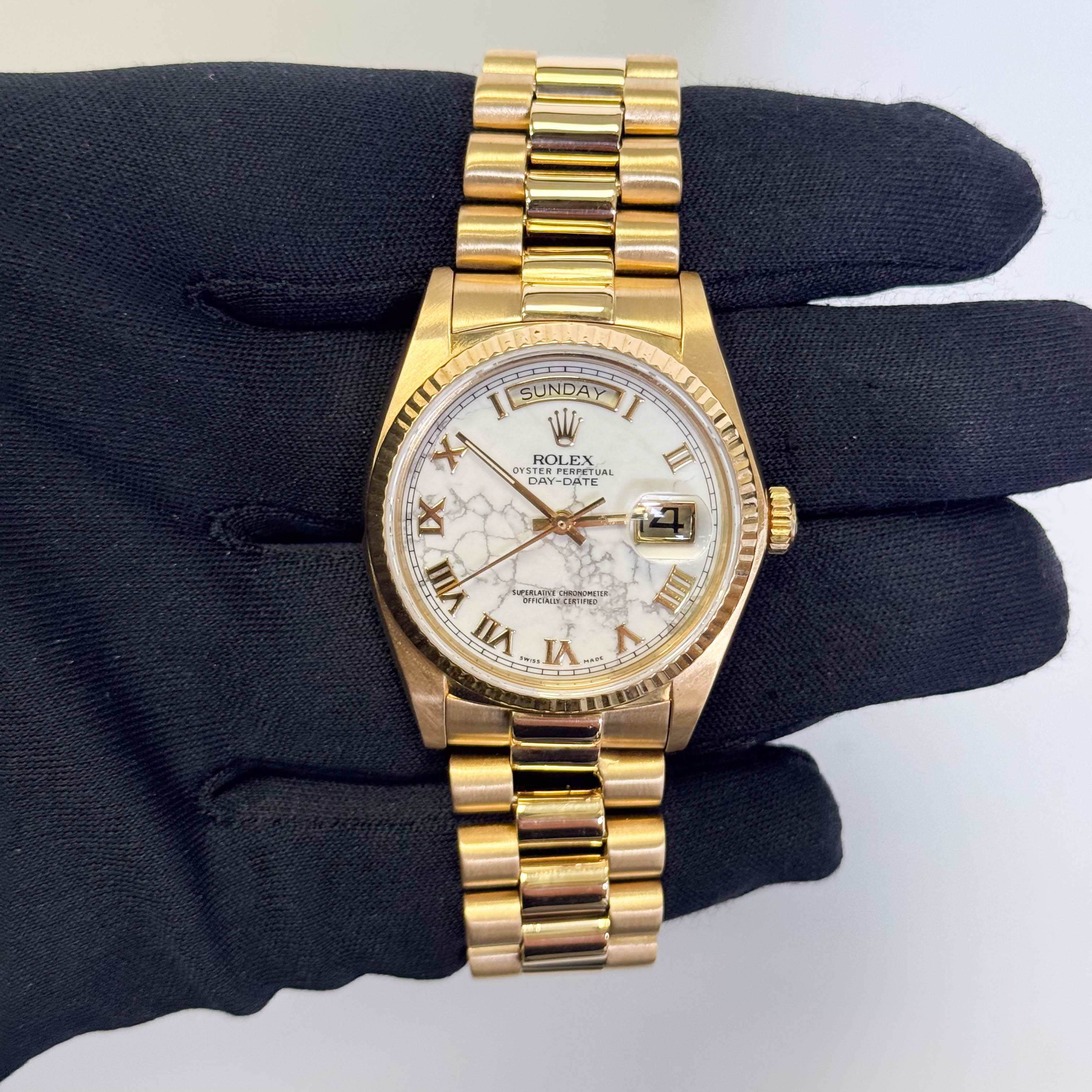 Rolex Day-Date 36mm Howlite Dial Watch Ref# 18038 - Happy Jewelers Fine Jewelry Lifetime Warranty