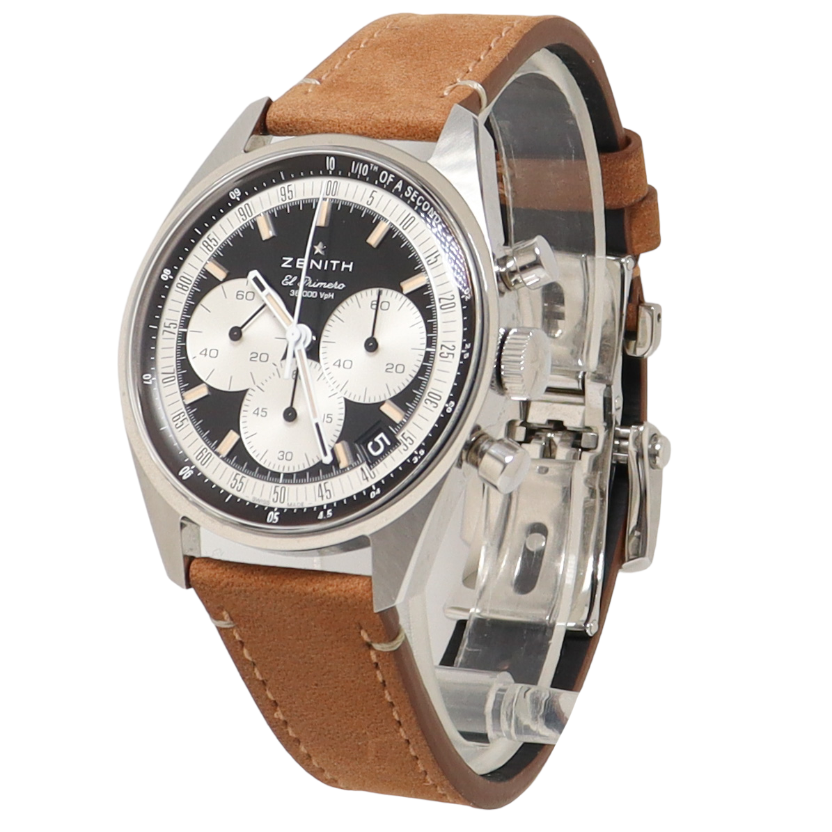 Zenith El Primero Stainless Steel 38mm Black Chronograph Dial Watch Reference#: 03.3200.3600/21.C903 - Happy Jewelers Fine Jewelry Lifetime Warranty